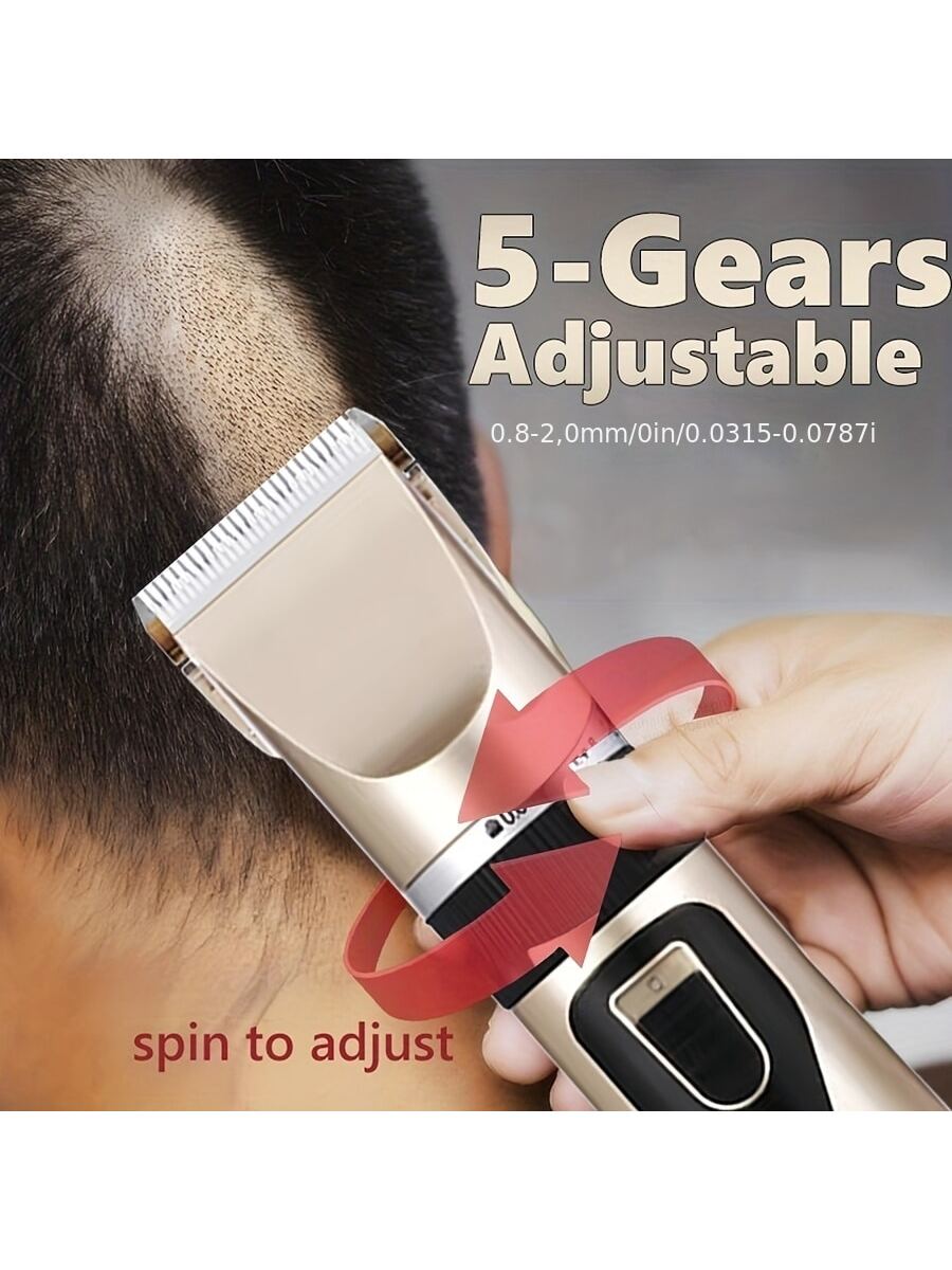 Usb Rechargeable Professional Hair Clipper For Adults And Students, Electric Bald Haircut Trimmer, Cordless Barber Clippers For Travel/home Use-Gold-6