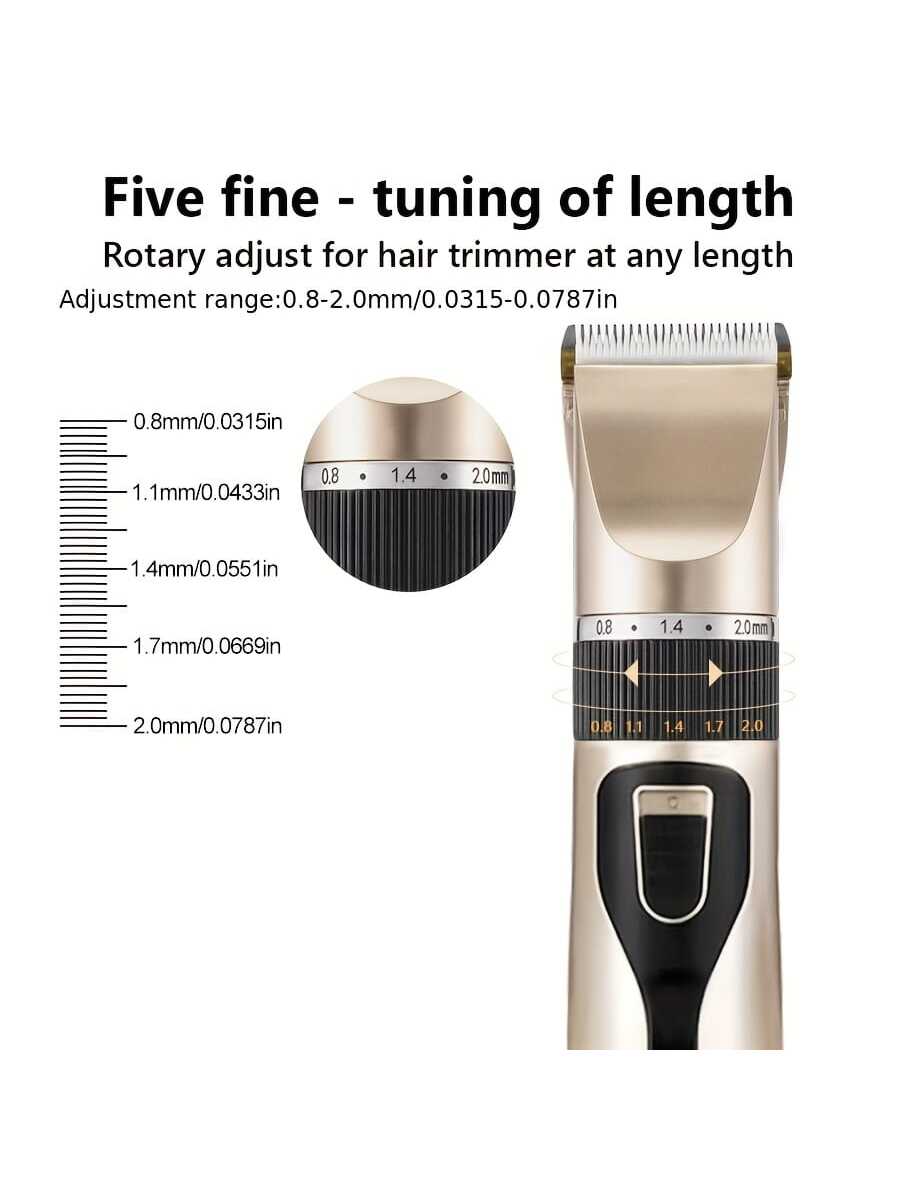 Usb Rechargeable Professional Hair Clipper For Adults And Students, Electric Bald Haircut Trimmer, Cordless Barber Clippers For Travel/home Use-Gold-7