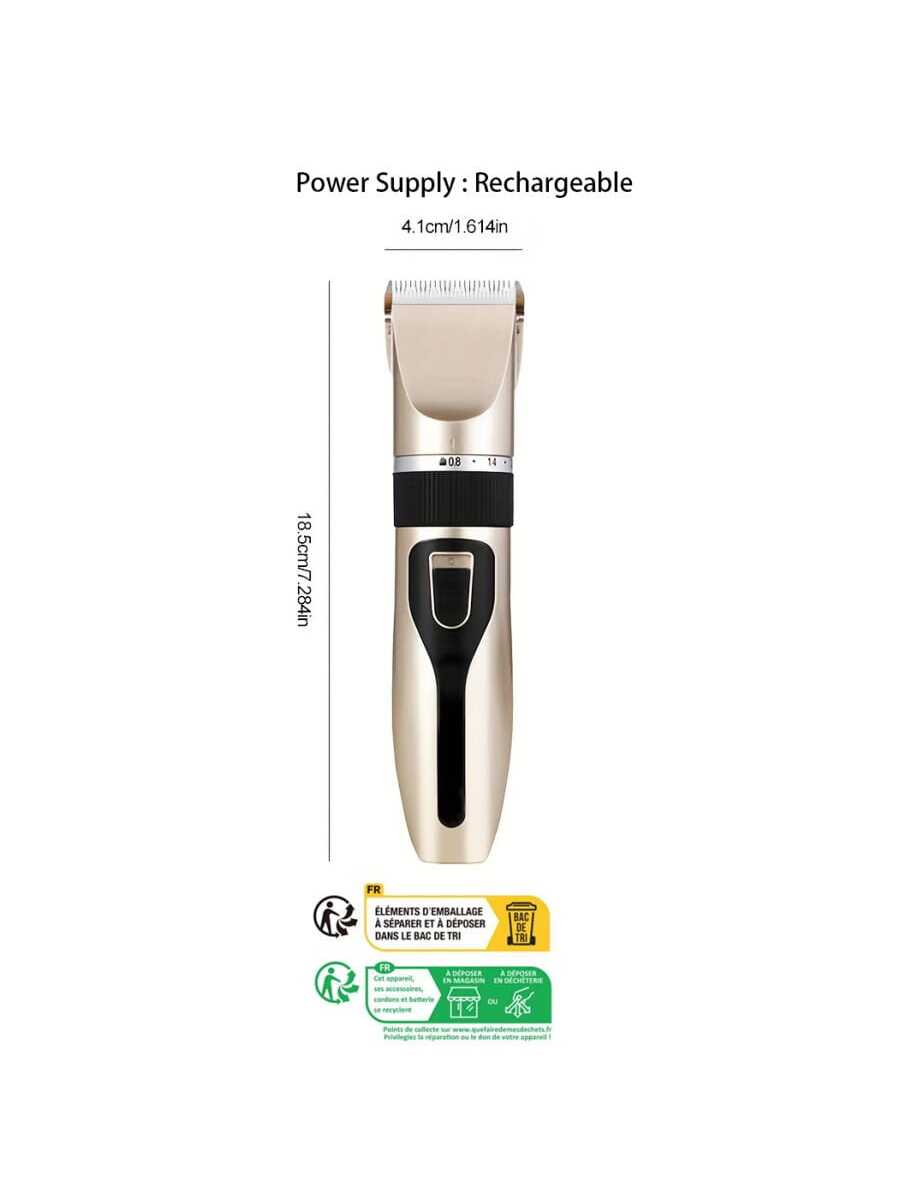 Usb Rechargeable Professional Hair Clipper For Adults And Students, Electric Bald Haircut Trimmer, Cordless Barber Clippers For Travel/home Use-Gold-2
