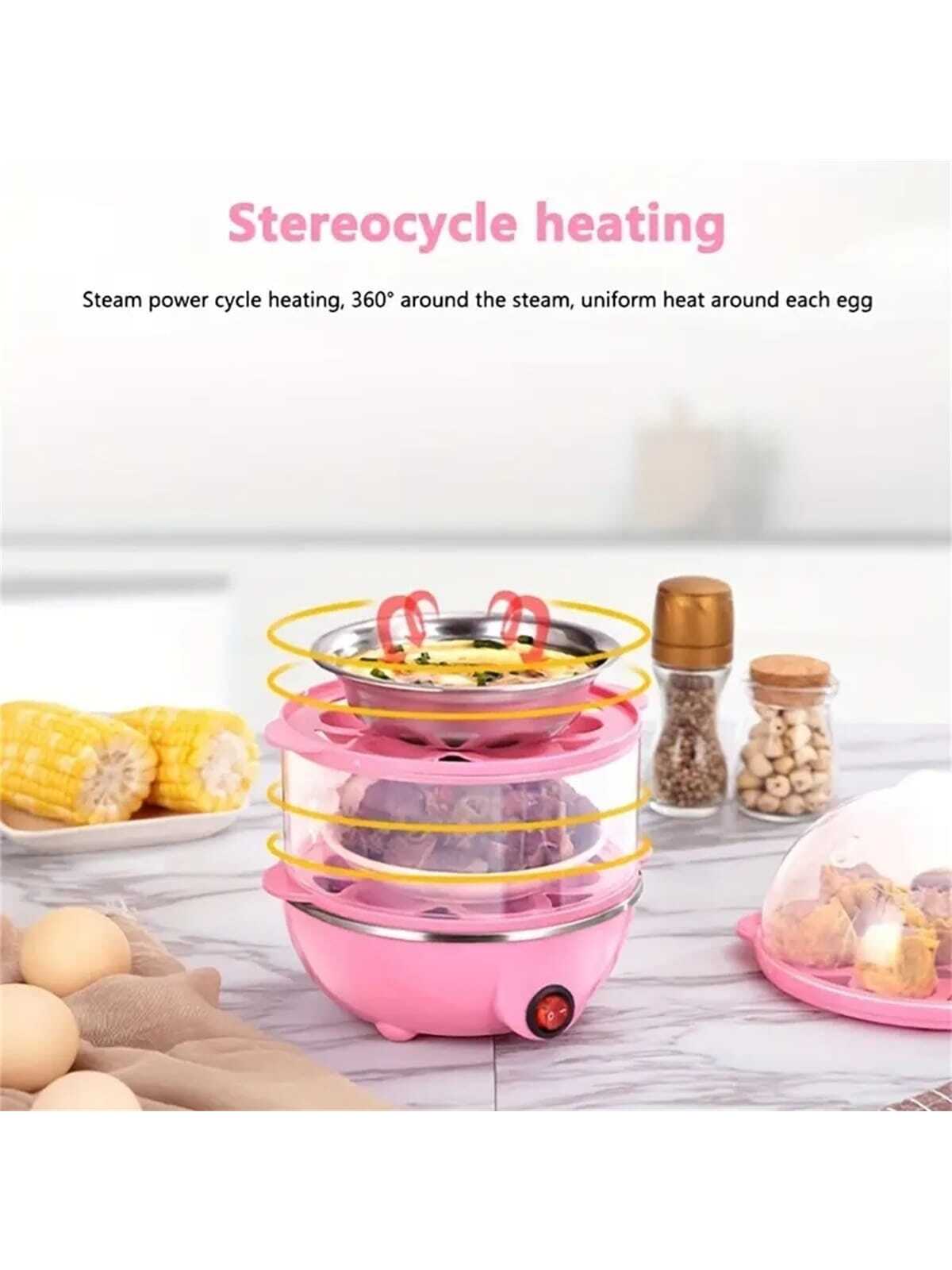 1pc Multi-function Egg Steamer, Automatic Power Off When Water Is Dry, Household Mini Automatic Egg Cooker Breakfast Machine-Packed in one layer (1 set)-7