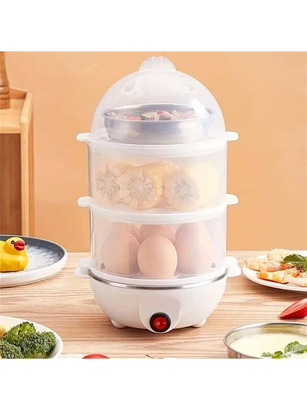1pc Multi-function Egg Steamer, Automatic Power Off When Water Is Dry, Household Mini Automatic Egg Cooker Breakfast Machine-Packed in one layer (1 set)-8