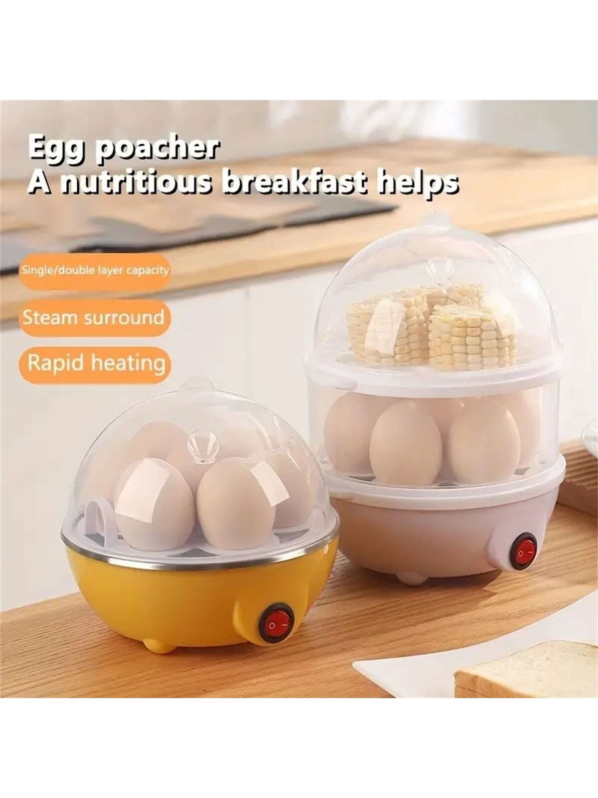 1pc Multi-function Egg Steamer, Automatic Power Off When Water Is Dry, Household Mini Automatic Egg Cooker Breakfast Machine-Packed in one layer (1 set)-6