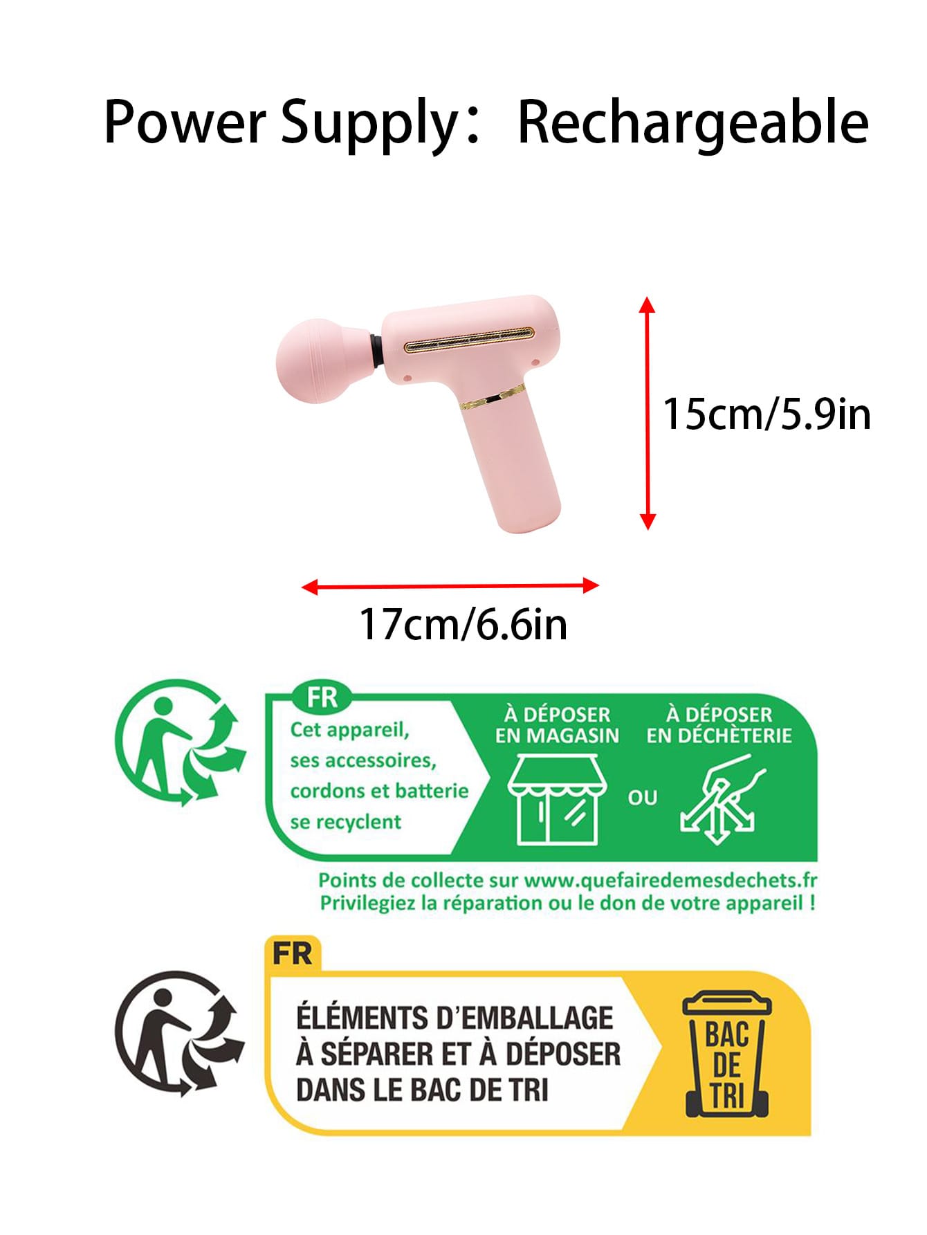 Mini Massage Gun Muscle Massager for Workout, Handheld Fascia Gun-Pink-8