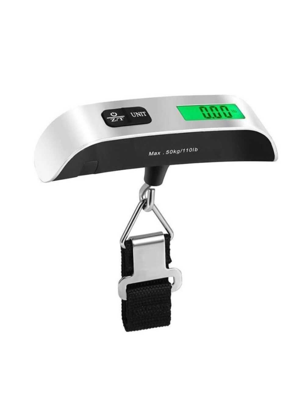 1pcs Portable Scale Digital LCD Display 110lb/50kg Electronic Luggage Hanging Suitcase Travel Weighs Baggage Bag Weight Balance-Silver-3