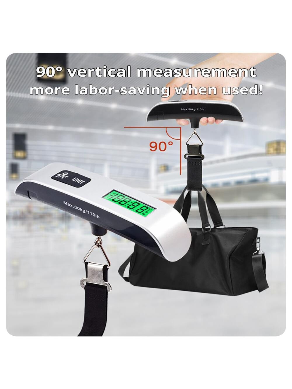 1pcs Portable Scale Digital LCD Display 110lb/50kg Electronic Luggage Hanging Suitcase Travel Weighs Baggage Bag Weight Balance-Silver-10