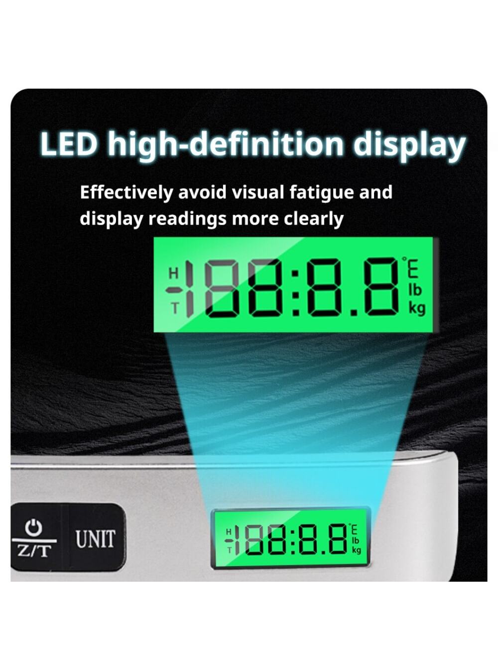 1pcs Portable Scale Digital LCD Display 110lb/50kg Electronic Luggage Hanging Suitcase Travel Weighs Baggage Bag Weight Balance-Silver-9