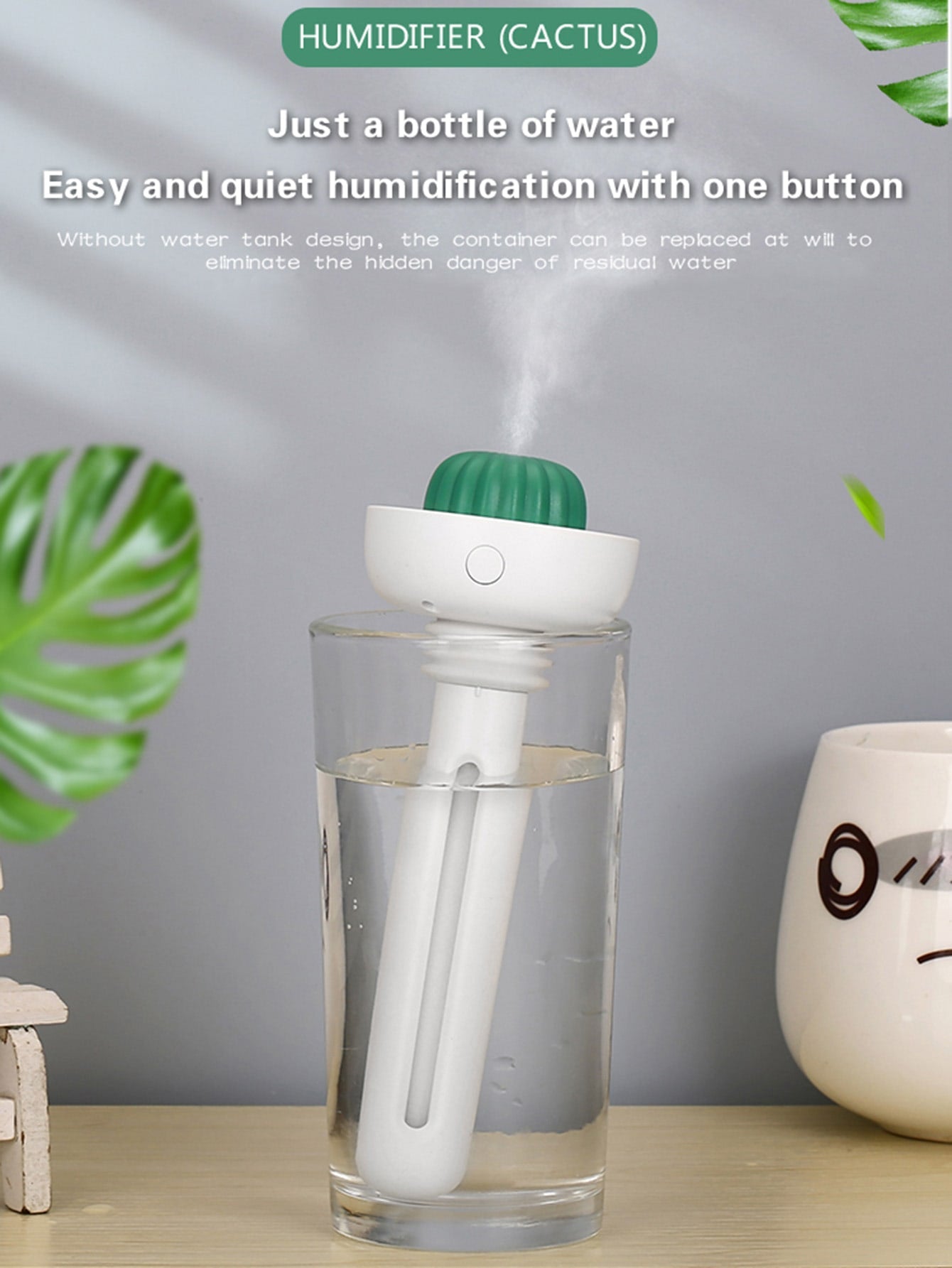 1pc Rechargeable Humidifier With Timed Spray Function-White-2