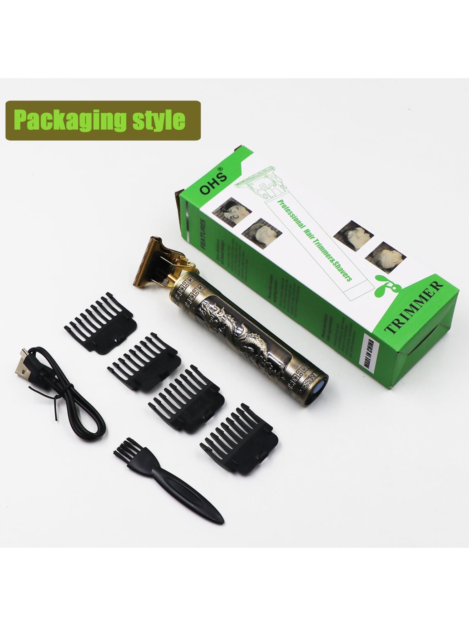 1pc Plastic Usb Rechargeable Hair Trimmer & Shaver, Professional Beard Clipper T9 With Dragon & Phoenix Pattern, Suitable For Barber-X2 Dragon-5