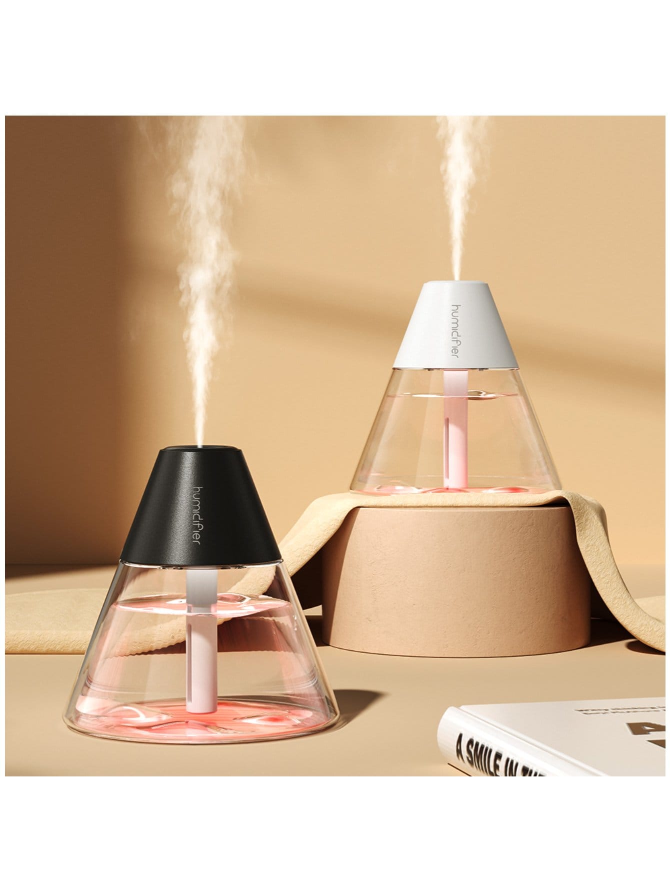 1pc Mini Volcano Shaped Humidifier With Auto Power Off And Dual Spray Modes, Suitable For Bedroom, Living Room And Office Desktop-Black-2