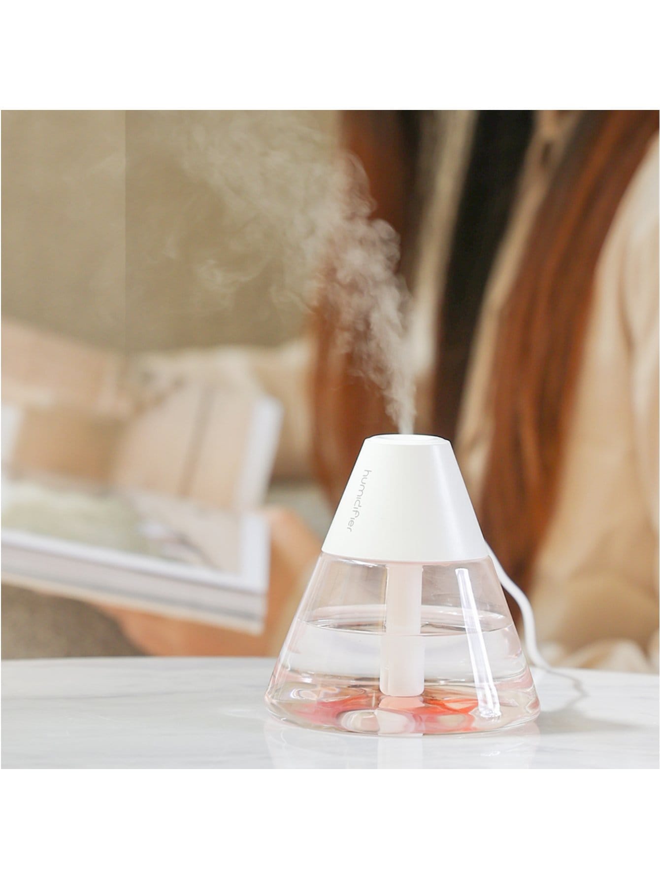 1pc Mini Volcano Shaped Humidifier With Auto Power Off And Dual Spray Modes, Suitable For Bedroom, Living Room And Office Desktop-Black-4