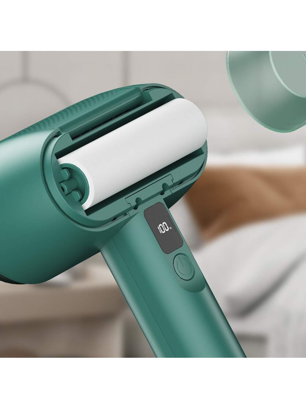 1pc Multifunctional Lint Remover & Sticky Hair Device With Double Blade And Usb Charging, For Clothes, Bedding, And So On, Green-Dark Green-4