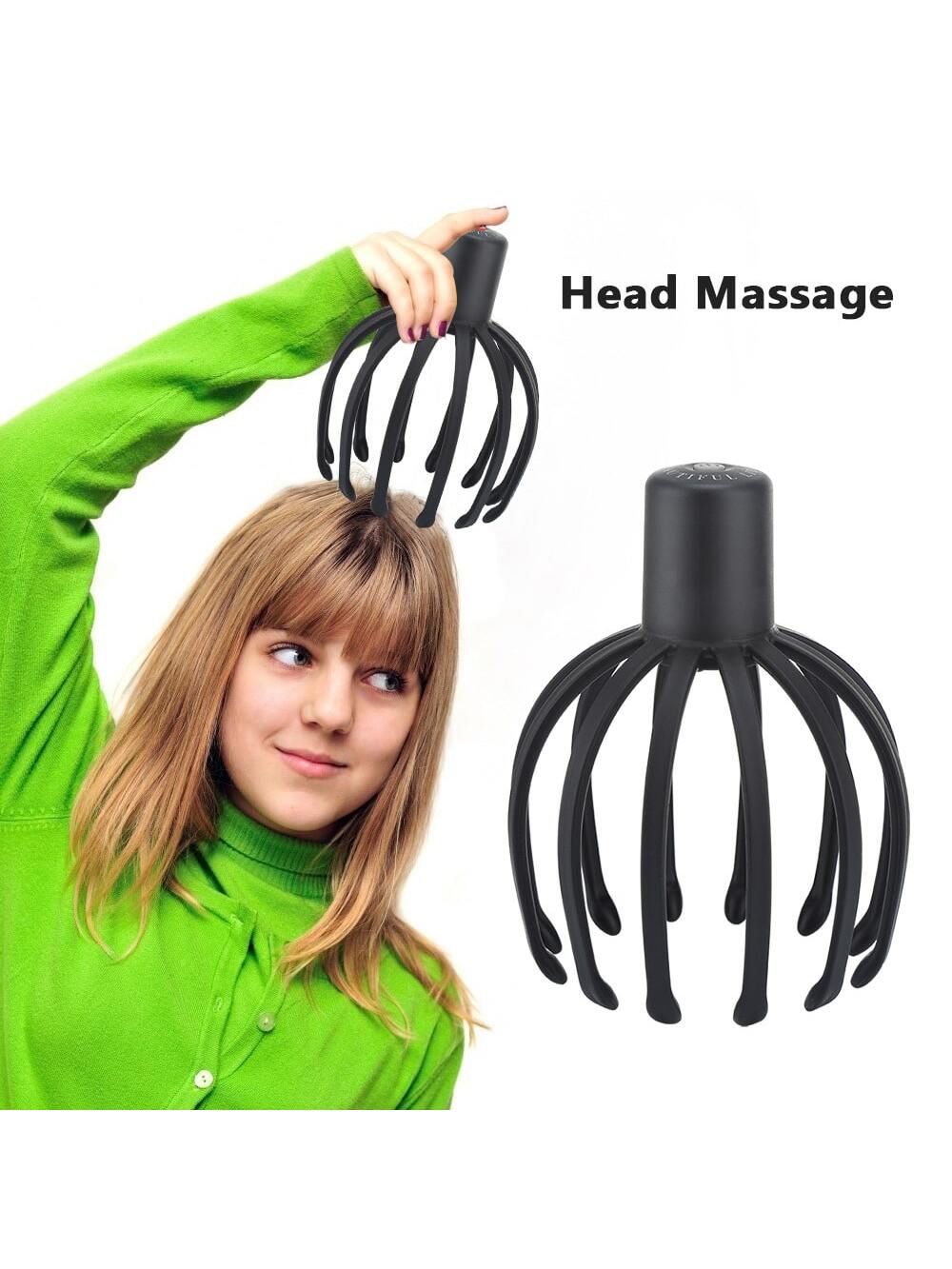 1pc Black Electric Scalp Massager Octopus Shaped Massage Claw For Head, Suitable For Home And Travel Use-Black-3