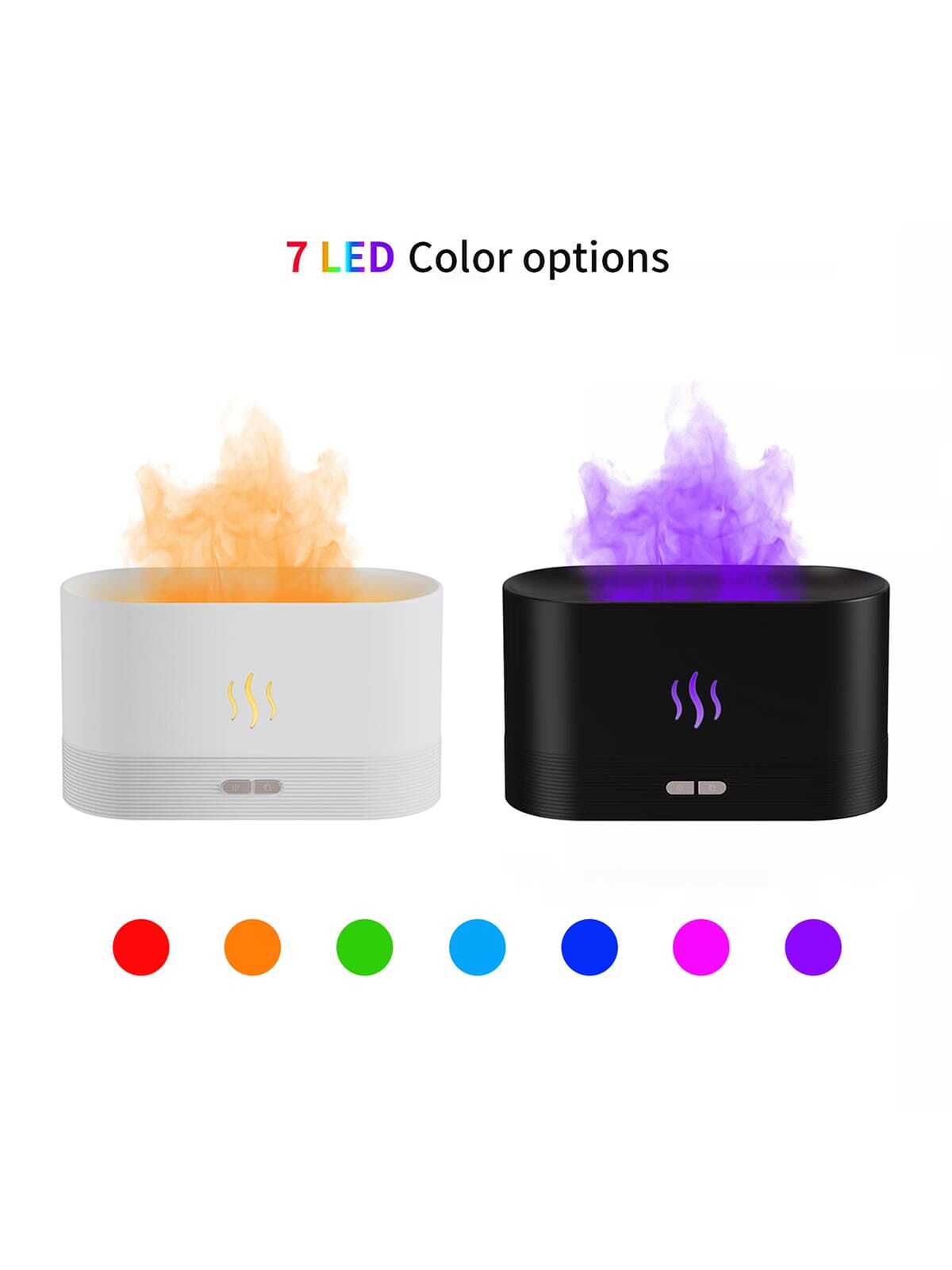 1pc Usb Plug-in 180ml Portable Led Seven Color Flame Simulation Humidifier Dq701a, Aromatherapy Essential Oil Diffuser, Perfect For Home & Office Use-White-6
