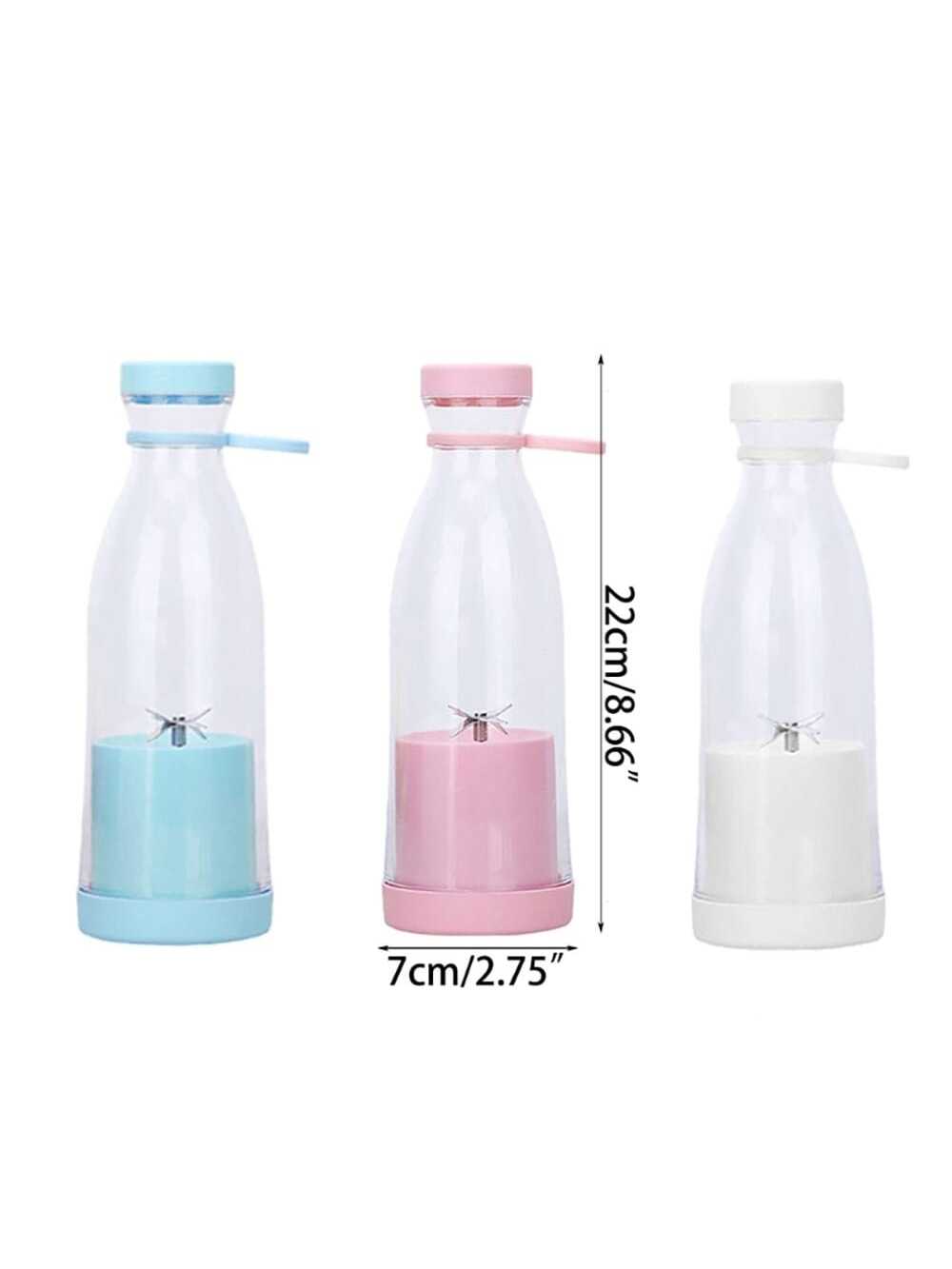 1pc White Portable Rechargeable Electric Juice Cup With 6-blade Wine Bottle Design, Suitable For Home/office Use; Charging, Portable And Silent-White-9