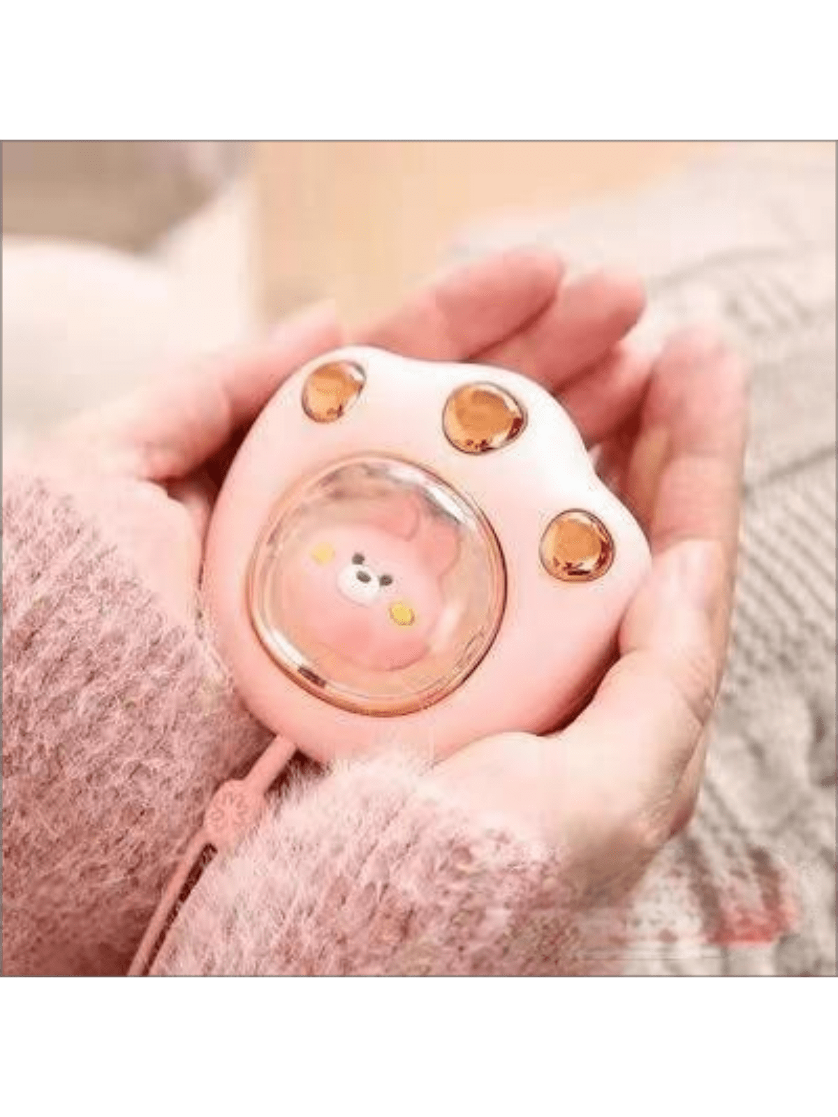 1pc Winter Usb Rechargeable Cat Paw Warm Hand Treasure Portable Cartoon Explosion-proof Hand Warmer Pet-Pink-1