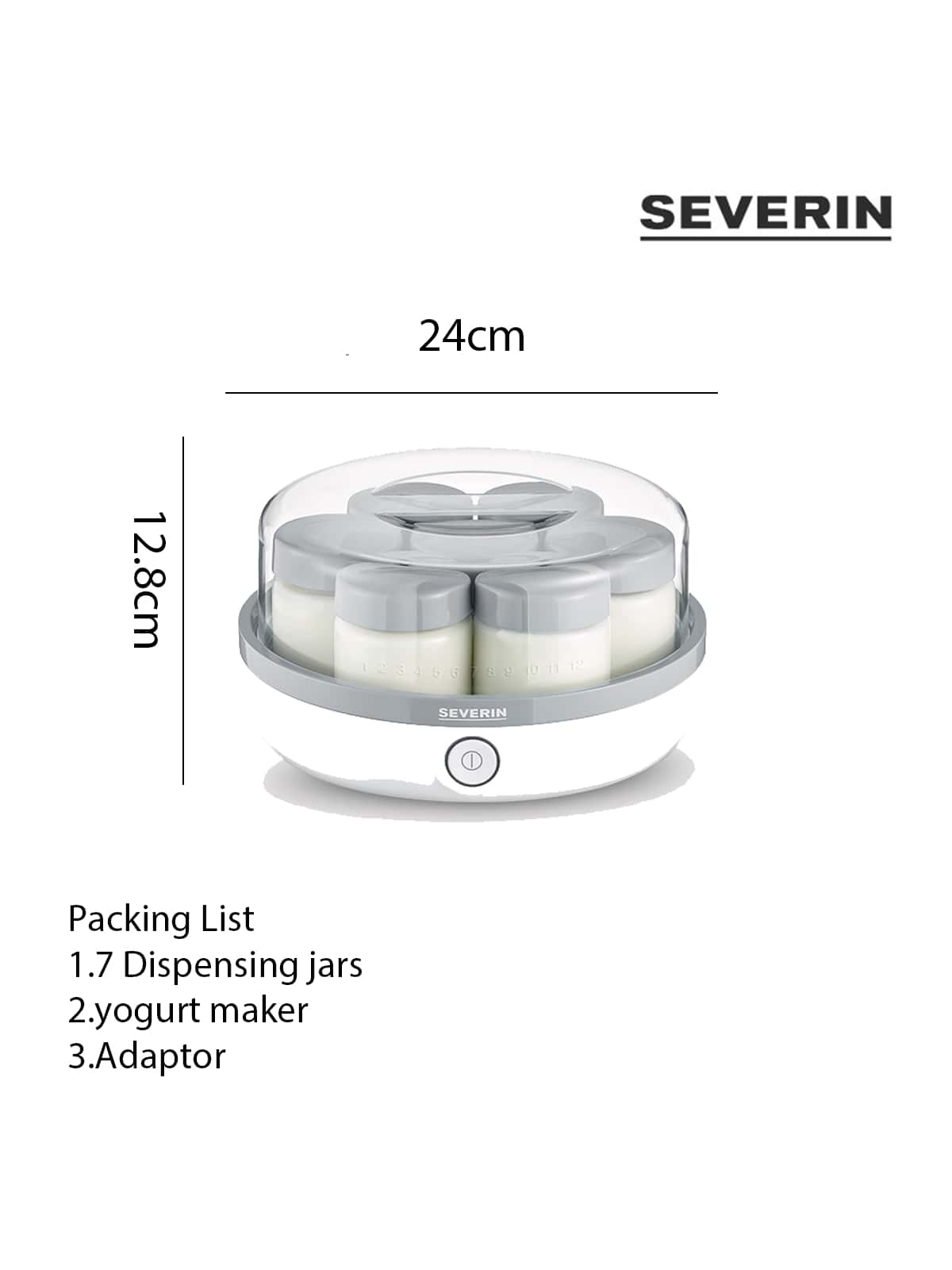 Severin JG3518 Yogurt Maker Healthy Enjoyment with 7 Dispenser Tins-White-9
