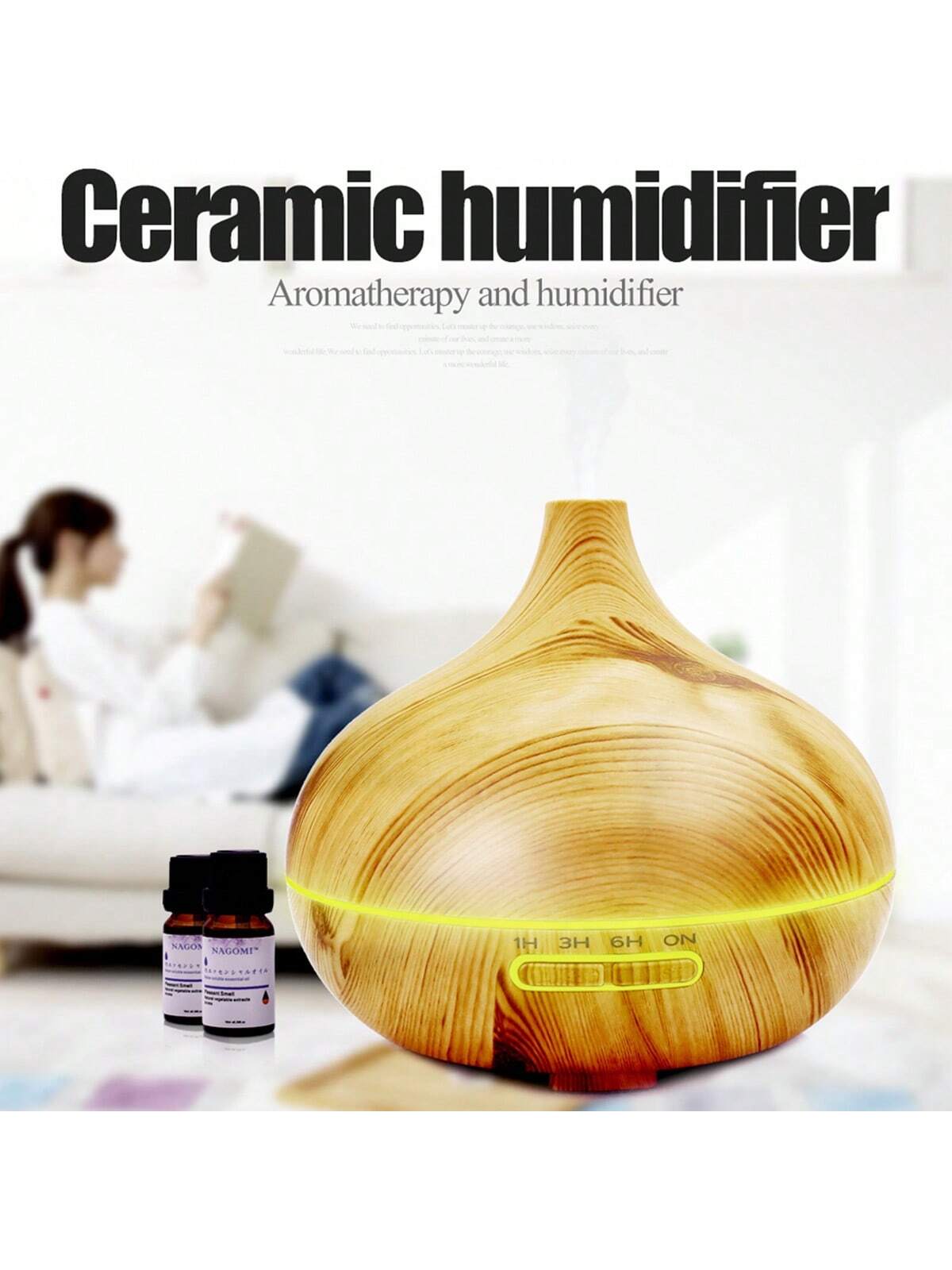 1pc Humidifier300ml Premium, Essential Oil Diffuser with Remote Control, 5 in 1 Ultrasonic Aromatherapy Fragrant Oil Humidifier Vaporizer, Timer and Auto-Off Safety Switch-wood color-7