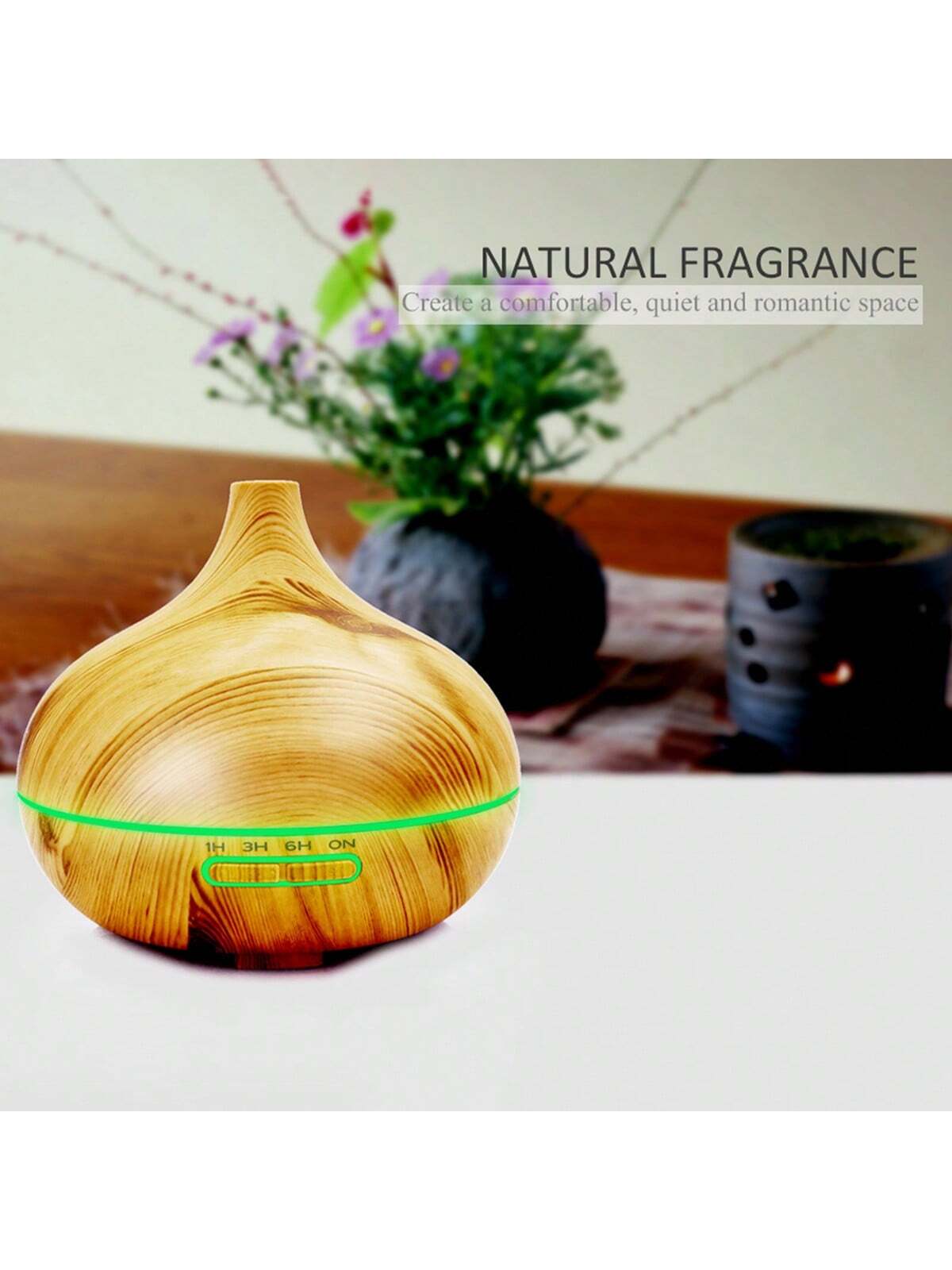 1pc Humidifier300ml Premium, Essential Oil Diffuser with Remote Control, 5 in 1 Ultrasonic Aromatherapy Fragrant Oil Humidifier Vaporizer, Timer and Auto-Off Safety Switch-wood color-6