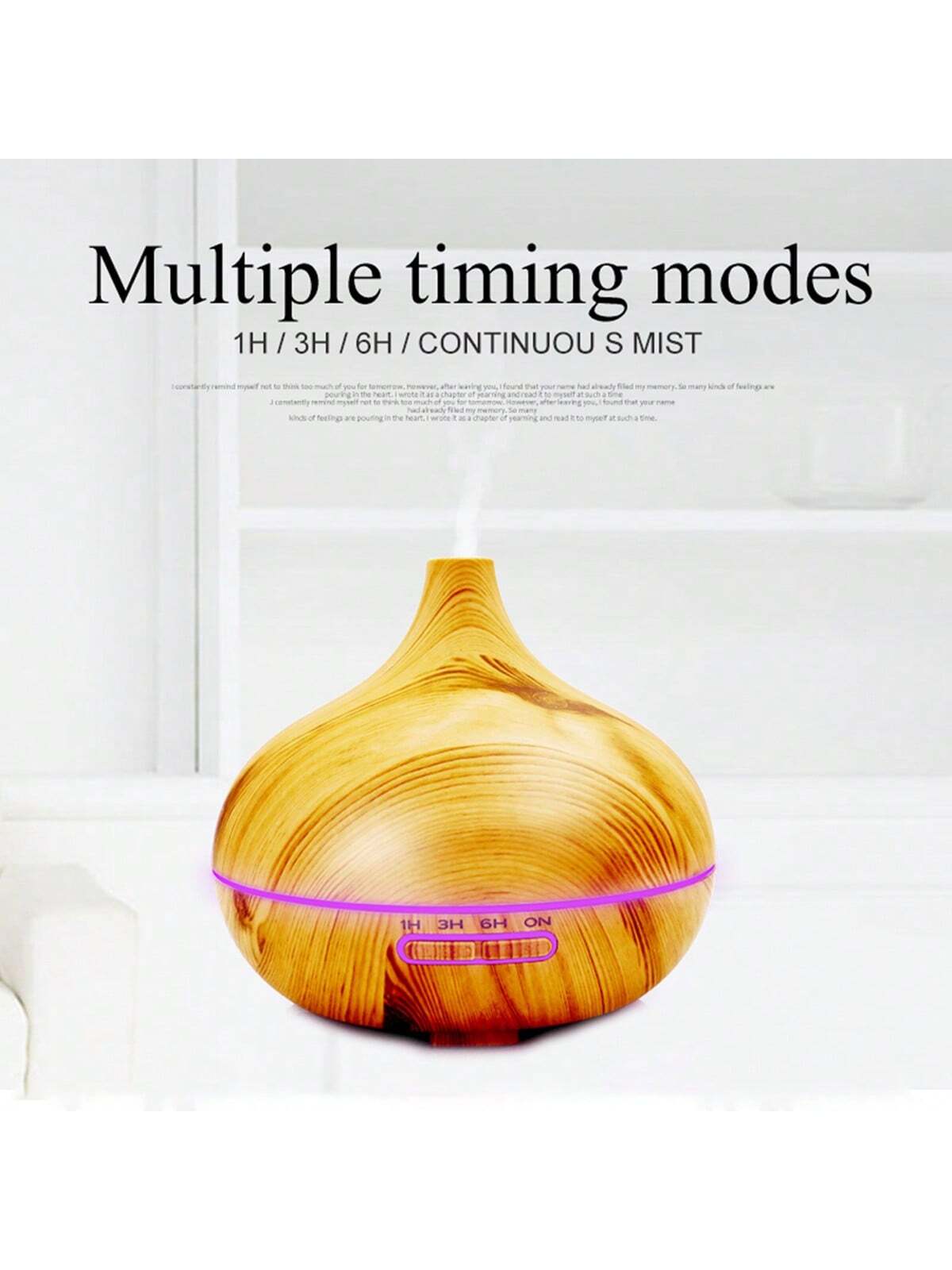 1pc Humidifier300ml Premium, Essential Oil Diffuser with Remote Control, 5 in 1 Ultrasonic Aromatherapy Fragrant Oil Humidifier Vaporizer, Timer and Auto-Off Safety Switch-wood color-4