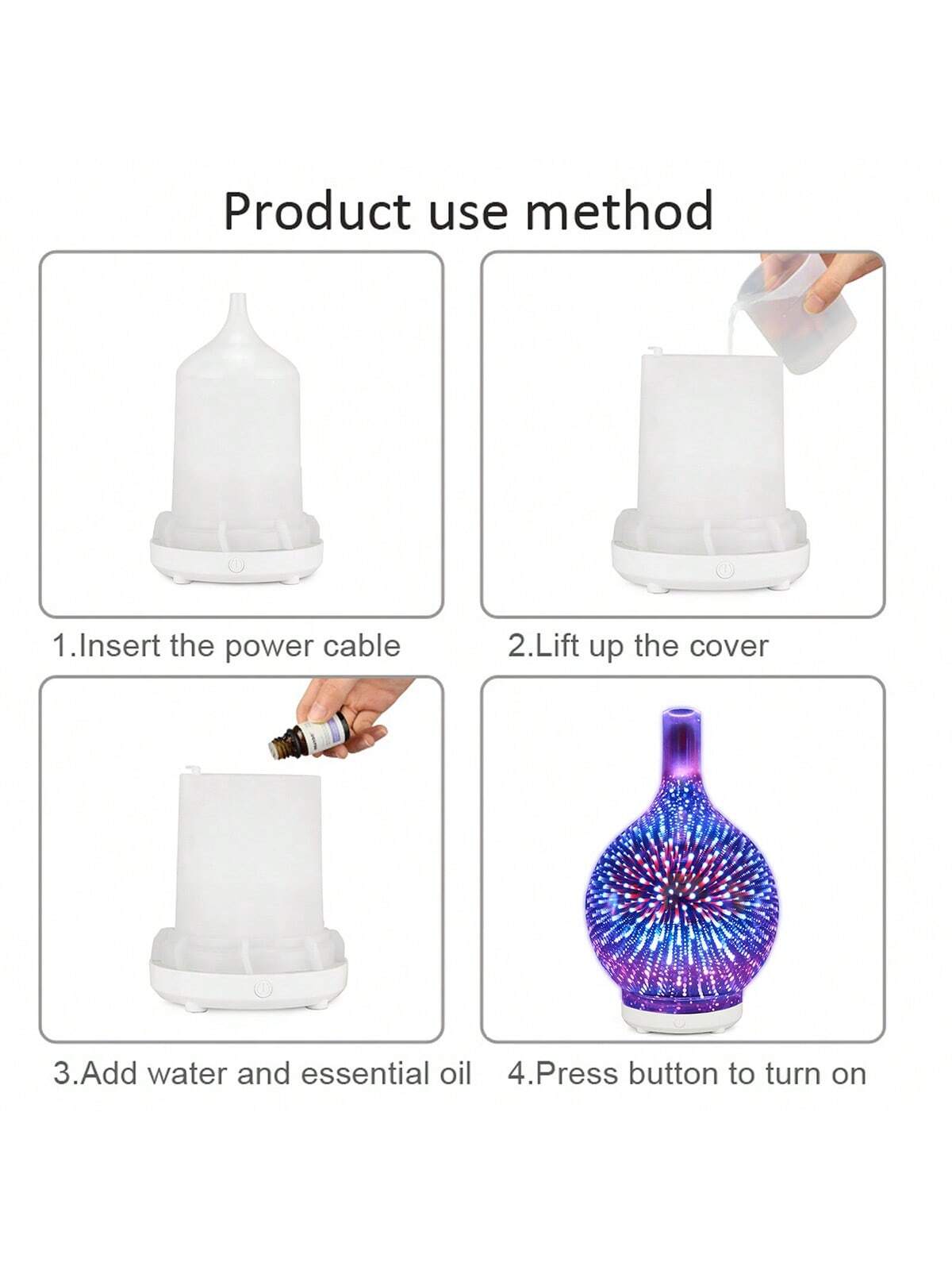 500ml Premium, Essential Oil Diffuser with Remote Control, 5 in 1 Ultrasonic Aromatherapy Fragrant Oil Humidifier Vaporizer, Timer and Auto-Off Safety Switch,Random black and white base.-glass color-2