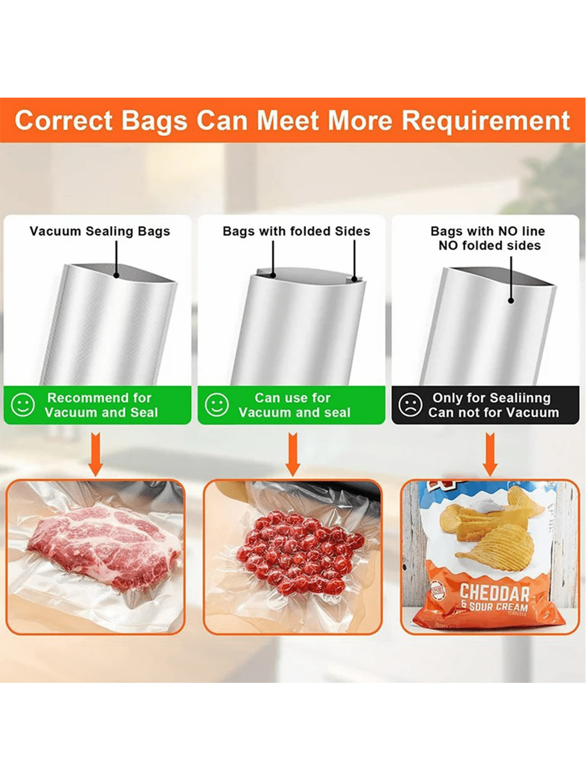 1pc Vacuum Sealer With 10 Vacuum Bags, Automatic Compact Food Vacuum Sealing Machine For Household Kitchen-White-3