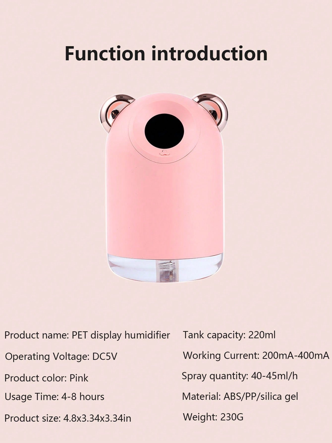 Pink Cute Dog Shaped Humidifier X6-Pink-4