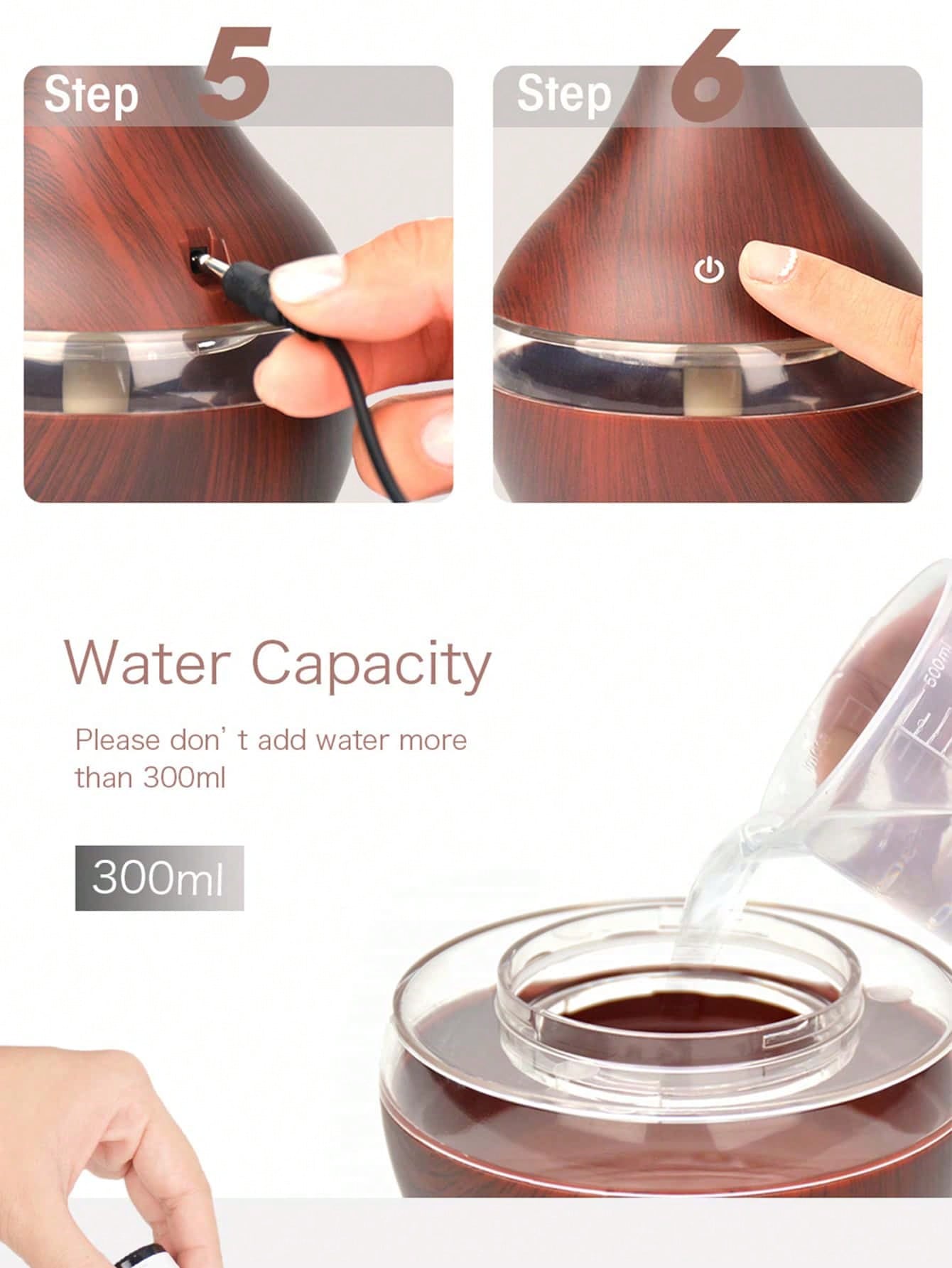 1pc 300ml Usb Wood Grain Humidifier In Apricot Color-Apricot-8