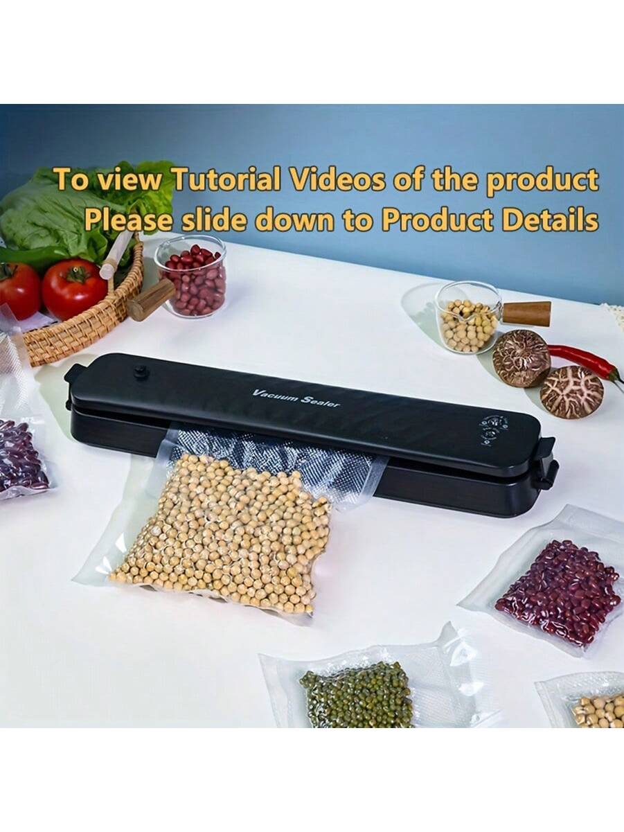 Never Waste Food Again - Automatic Vacuum Food Sealer Vacuum Sealer Machine Air Sealing Machine for Food Preservation with Two Modes with Sealer Bag-Black-5