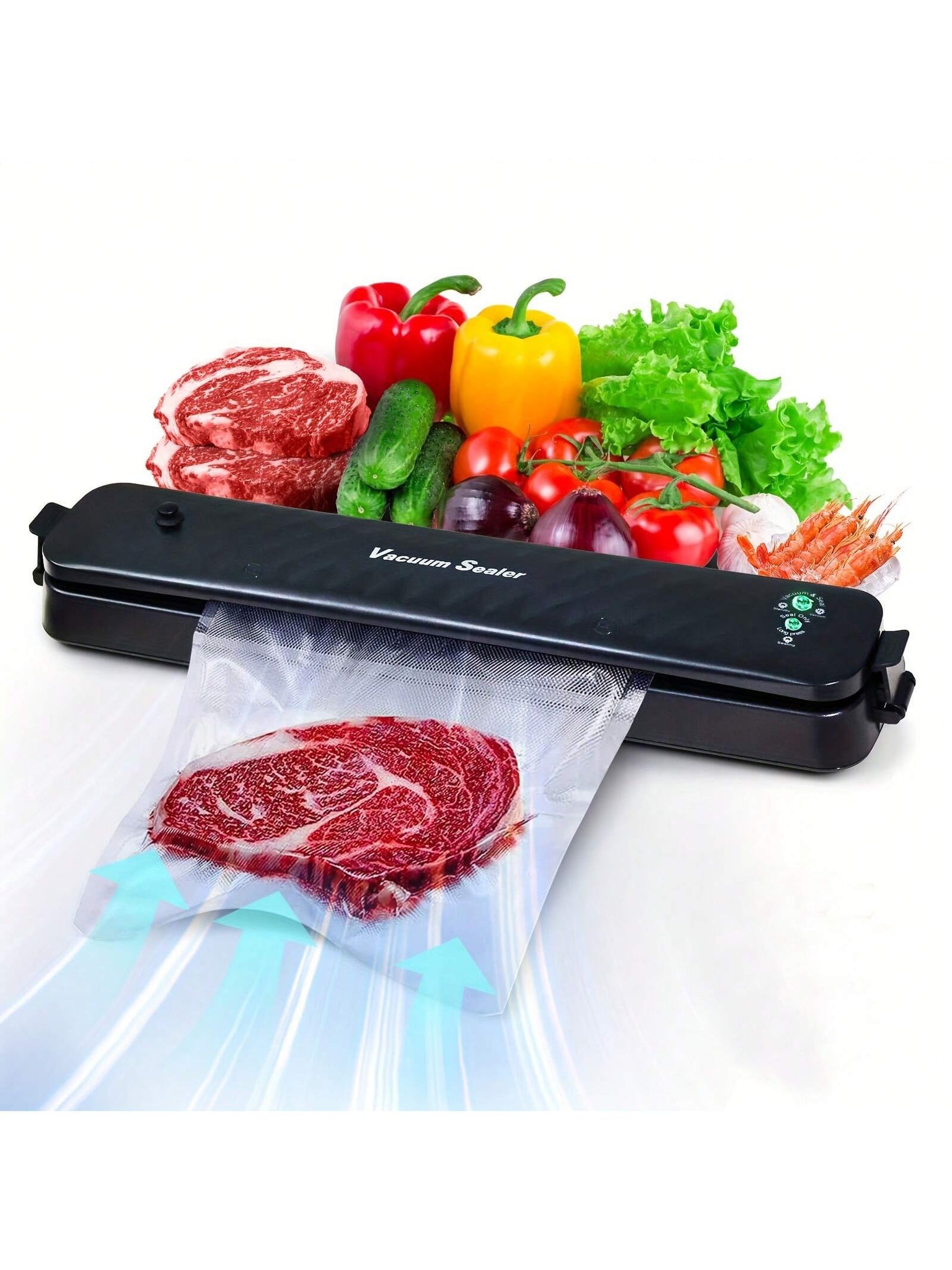 Never Waste Food Again - Automatic Vacuum Food Sealer Vacuum Sealer Machine Air Sealing Machine for Food Preservation with Two Modes with Sealer Bag-Black-1