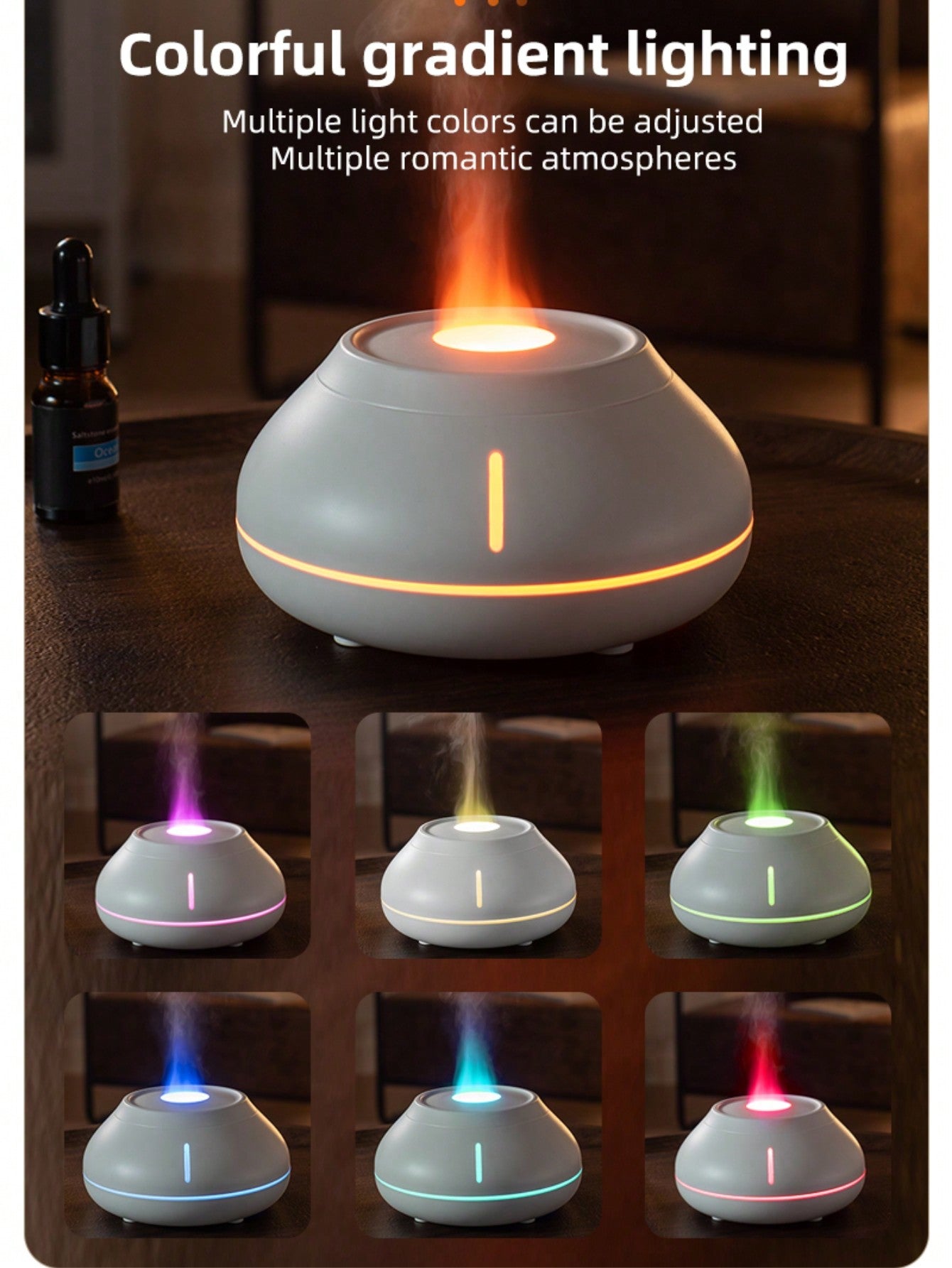 1pc Humidifier,USB Humidifier,Colorful Light Humidifier For Home-Black-4