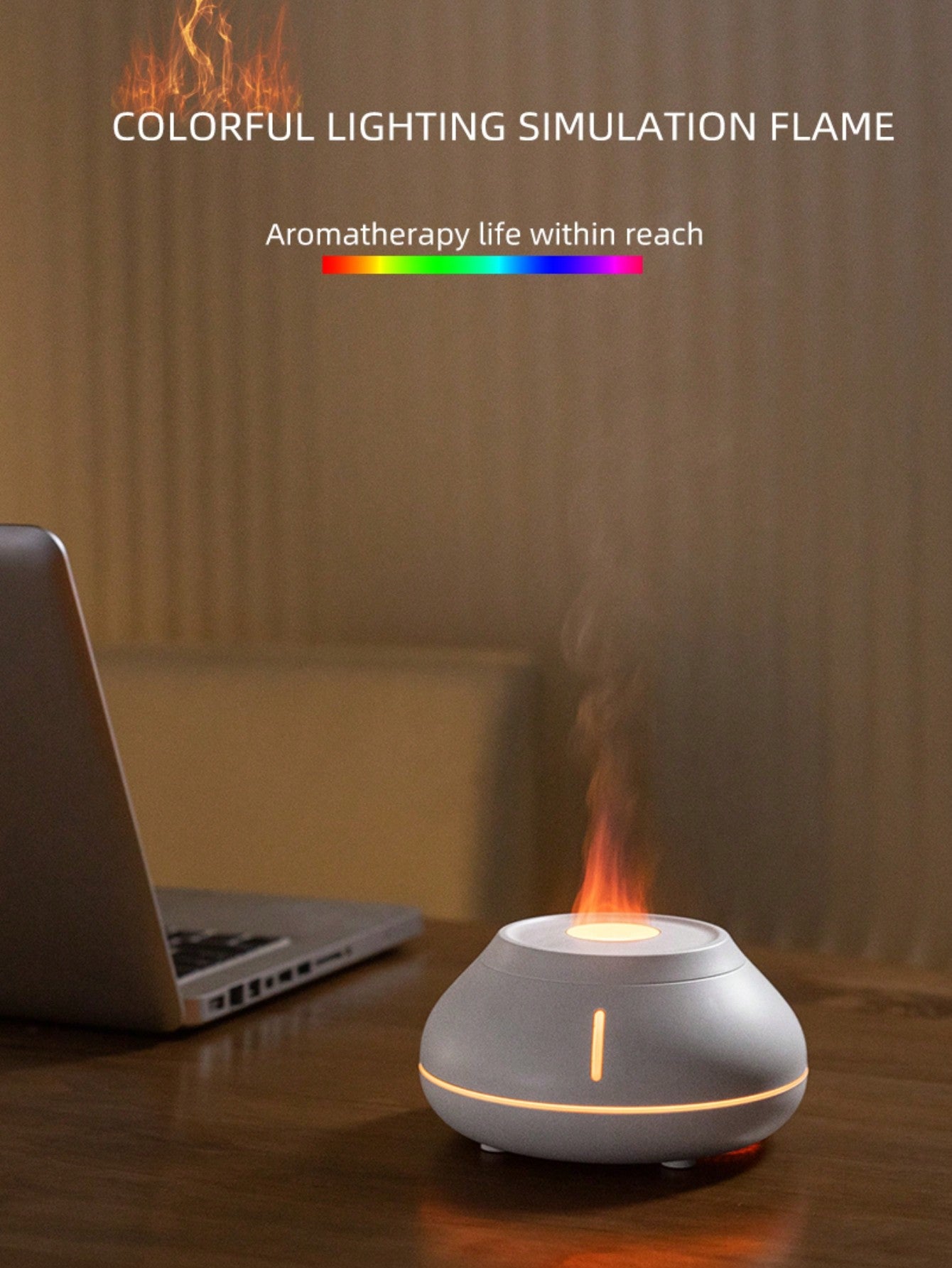1pc Humidifier,USB Humidifier,Colorful Light Humidifier For Home-Black-2