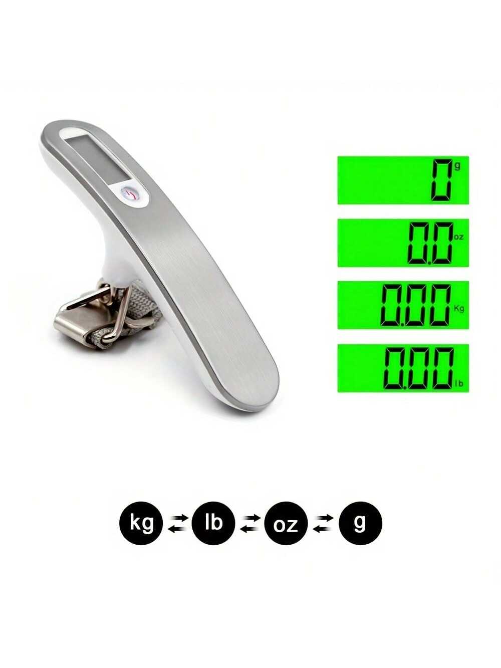 1pc Electronic Portable Luggage Scale For Weight Measurement Of Travel Bags Or Other Items - 50kg Capacity, Stainless Steel, With Strap And Backlit Display, Switchable Between Kg/lb, Powered By Cr2032 Battery - Great Christmas Gift-White-2