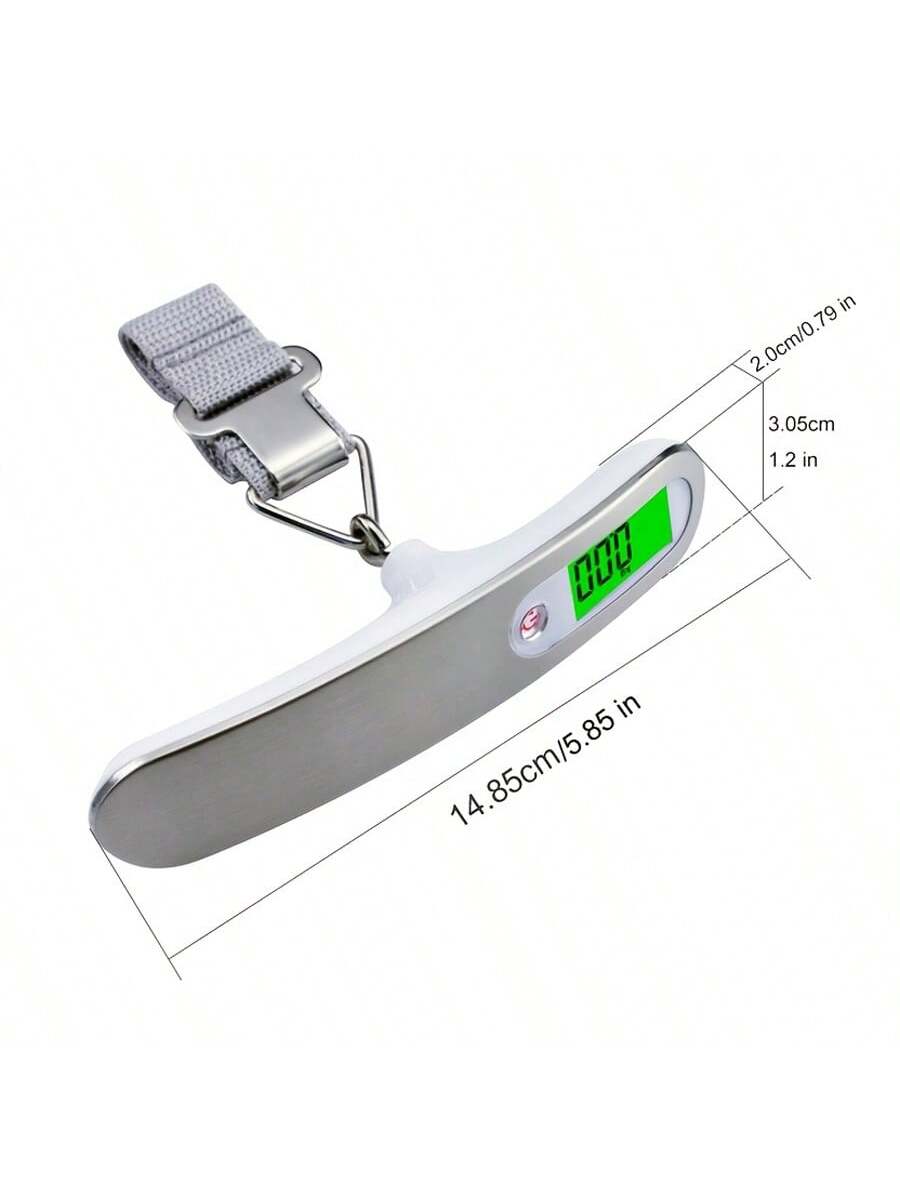 1pc Electronic Portable Luggage Scale For Weight Measurement Of Travel Bags Or Other Items - 50kg Capacity, Stainless Steel, With Strap And Backlit Display, Switchable Between Kg/lb, Powered By Cr2032 Battery - Great Christmas Gift-White-3