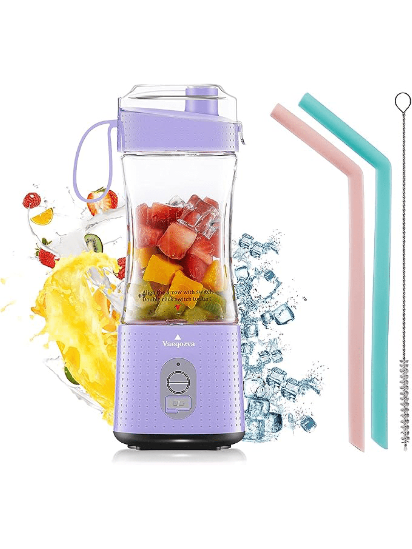 Portable Blender for Shakes and Smoothies, USB Rechargeable Personal Blender with 6pcs 3D Blades, Strong Blending Power, 13.5Oz & Cleansing Brush for Travel, Office and Sports-Champagne-1
