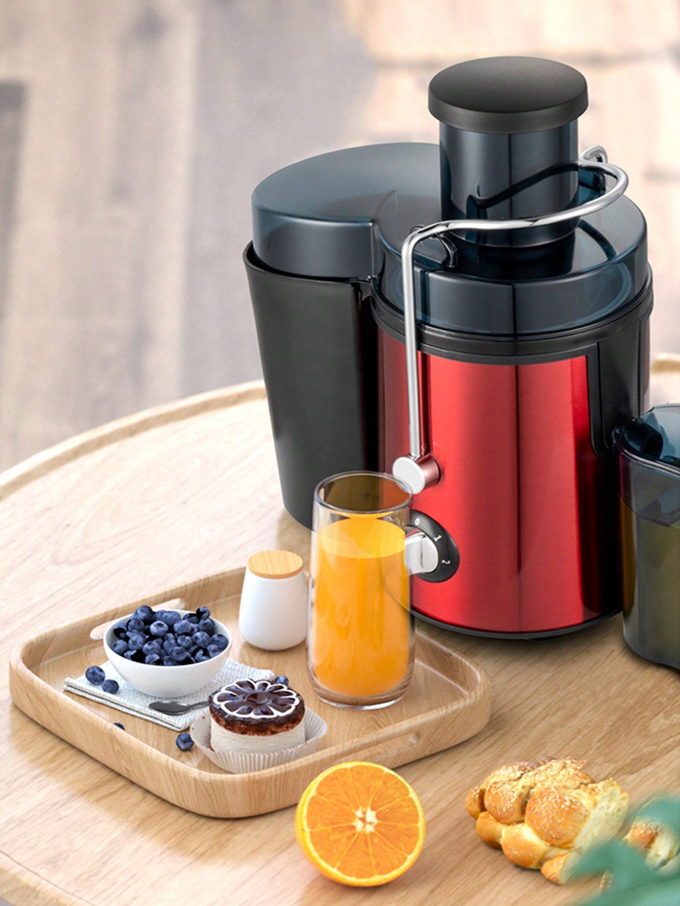 1pc Uk Standard Easy-clean Juicer, Pulp Separation Design, 400w High Power, 65cm Wide Feeder Chute, 450ml Juice Cup, Free Cleaning Brush Included--2