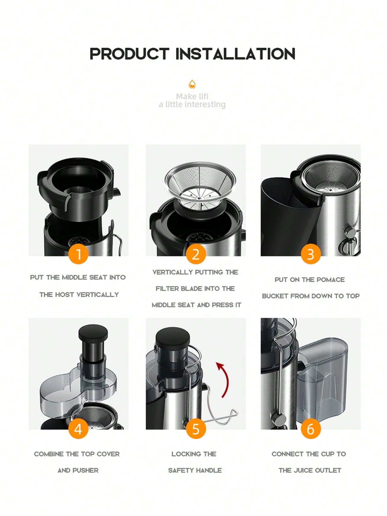 1pc Uk Standard Easy-clean Juicer, Pulp Separation Design, 400w High Power, 65cm Wide Feeder Chute, 450ml Juice Cup, Free Cleaning Brush Included--10