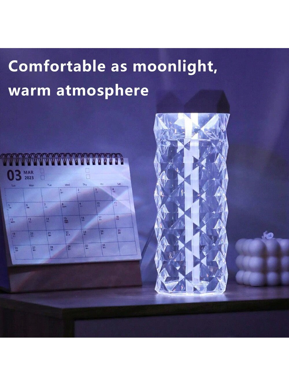Crystal humidifier home small quiet colorful atmosphere bedroom desktop car USB humidifier high appearance level atmosphere light, bedroom bedside night light air humidifier home quiet bedroom fog amount student dormitory-White-9