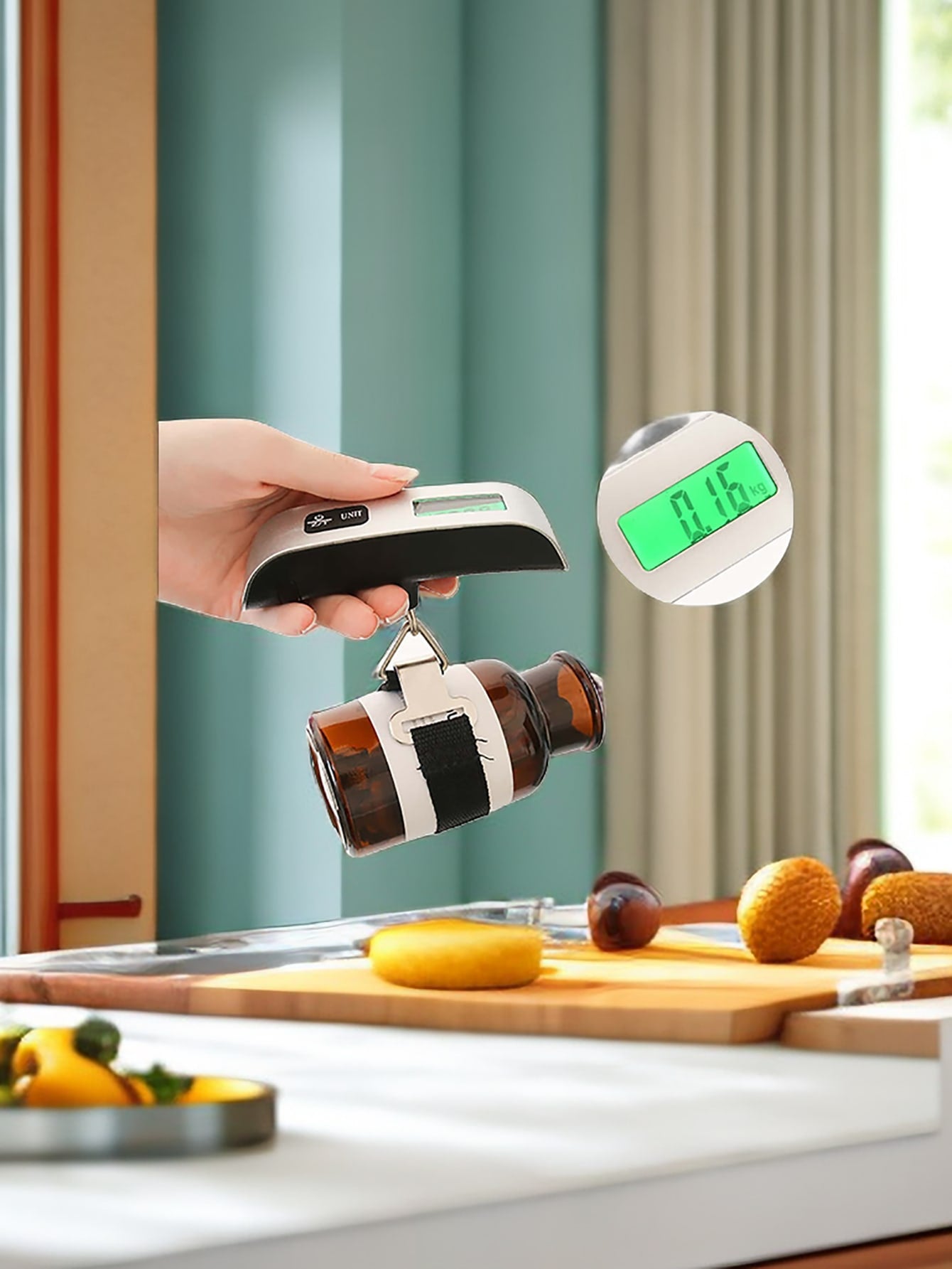 1pc Portable Luggage Scale New Electronic Handheld Scale For Fishing Hanging Hook Weighing Balance-Silver-1