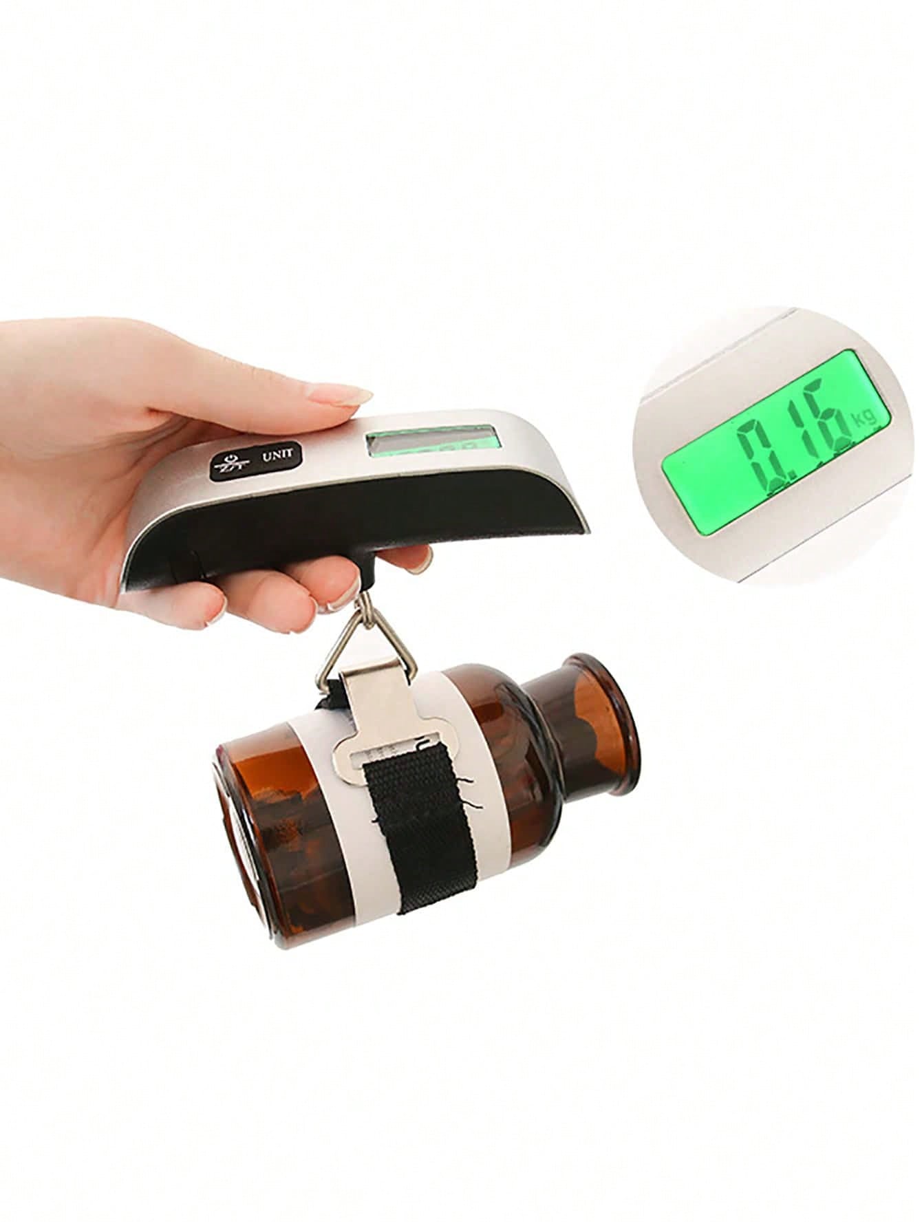 1pc Portable Luggage Scale New Electronic Handheld Scale For Fishing Hanging Hook Weighing Balance-Silver-2