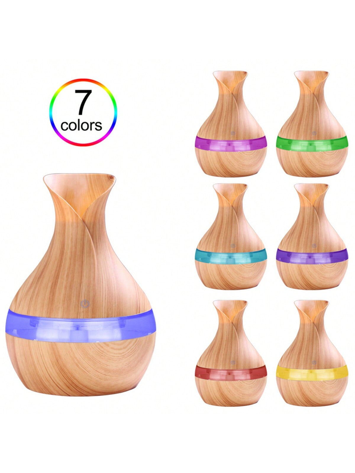 1pc Portable Usb Desktop Wood-grain Color Flowerpot Humidifier, Aromatherapy Diffuser, Water Replenishing Device, Air Purifier Suitable For Home, Bedroom, Outdoor, Travel-dark wood color-3