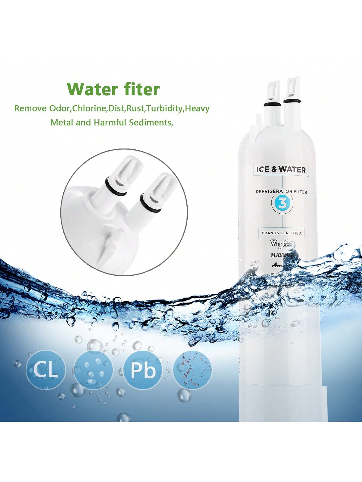 1pc Refrigerator Water Filter Edr3rxd1 Filter3-White-3