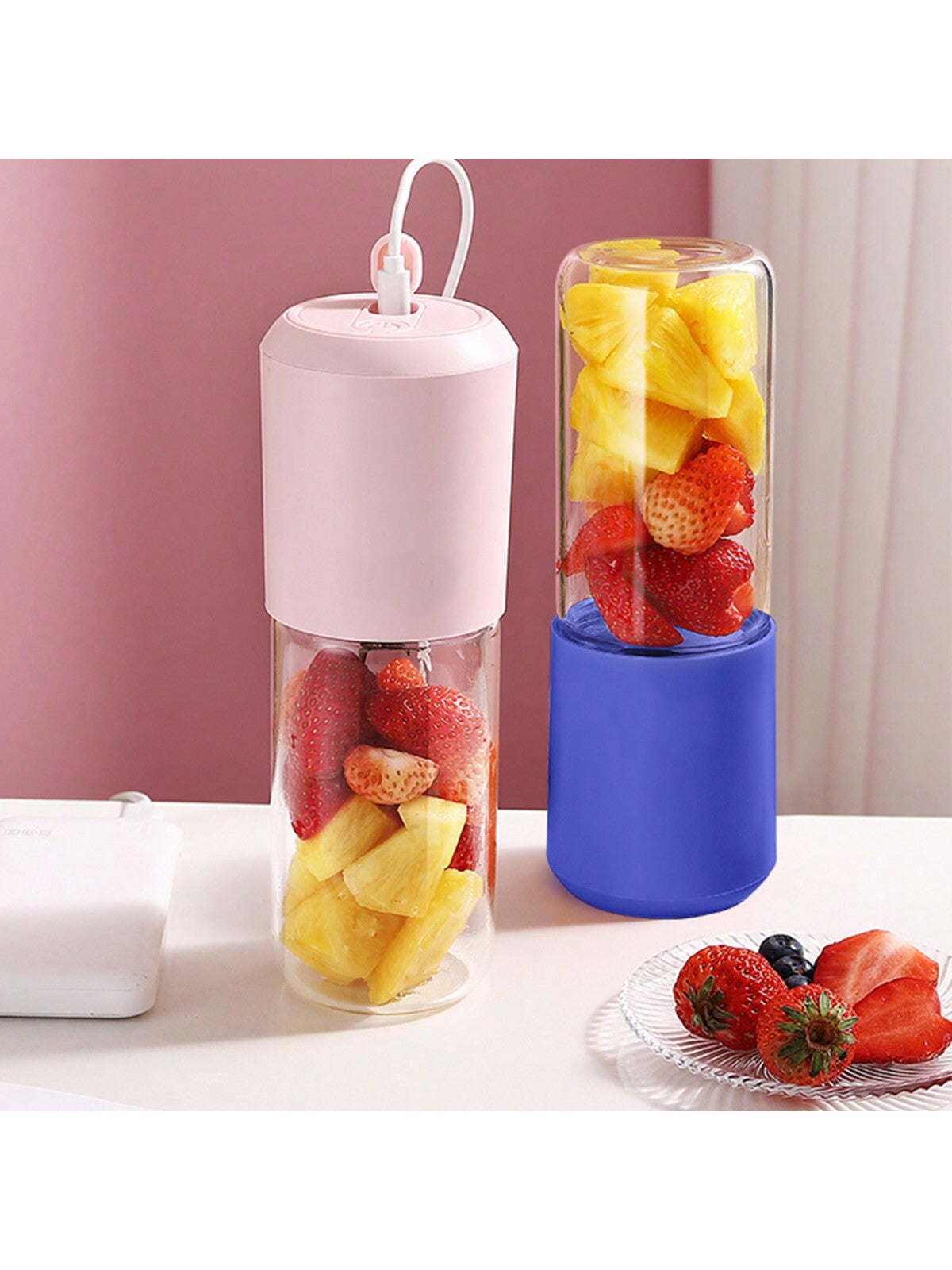 Portable Electric Juicer For Household Use, Mini Multifunctional Blender, Wireless Juice Cup-Blue-8