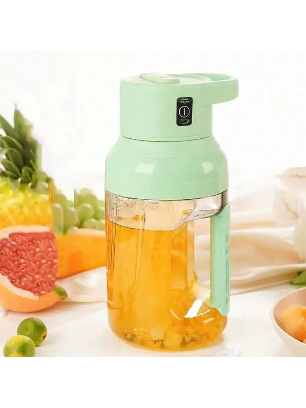 1pc 1500ml Large-capacity Green Juicer Ton-ton Electronic Portable Blender With High-speed 8-blade Good For Home, Office, And Travel-Green-1