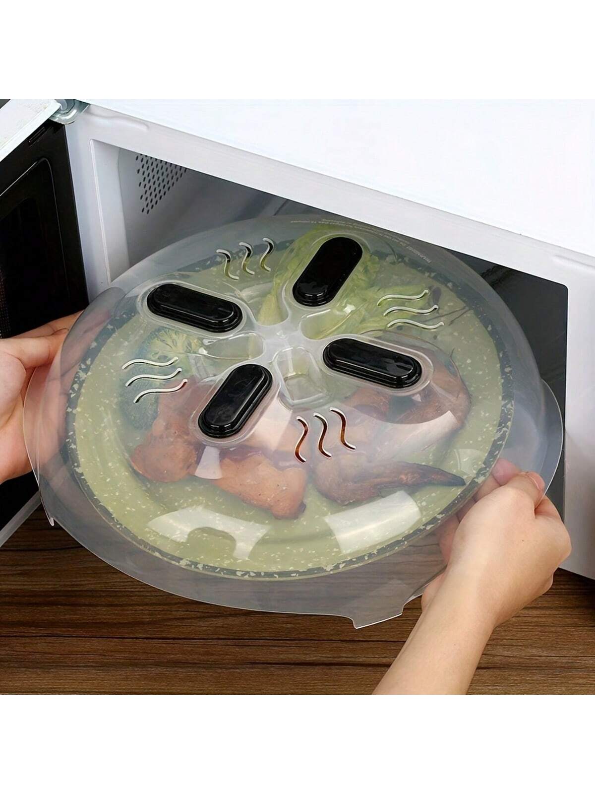 1pc Microwave Splash Cover Transparent Transparent Microwave Oven Food Cover  Anti Sputtering Anti-oil Cover Reusable Airtight Food Cover Kitchen Heat  Resistant Lid, Bowl And Plate Service Cover Essential For Home Kitchens 