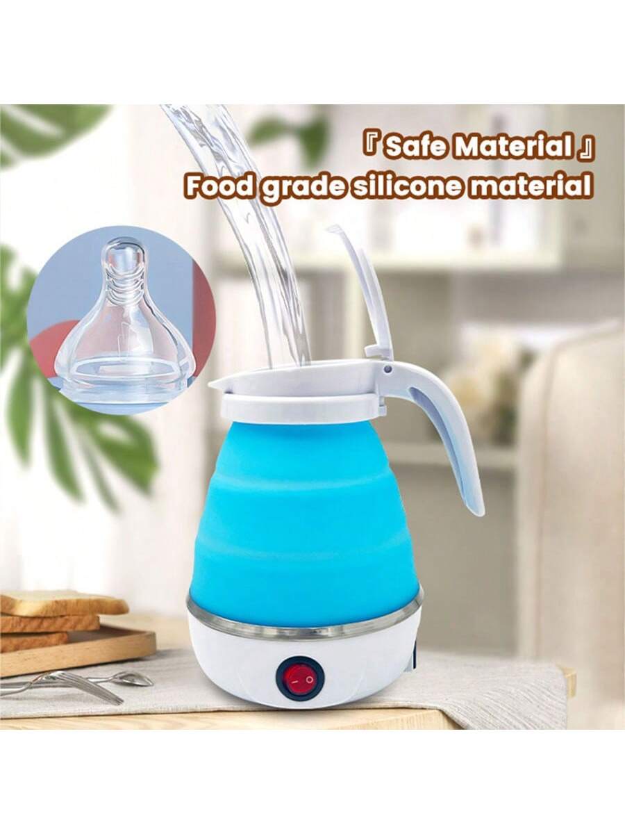 Foldable Electric Kettle, 400w Portable Travel Size, Mini Electric Water Kettle For Home And Business Trip-Blue-4