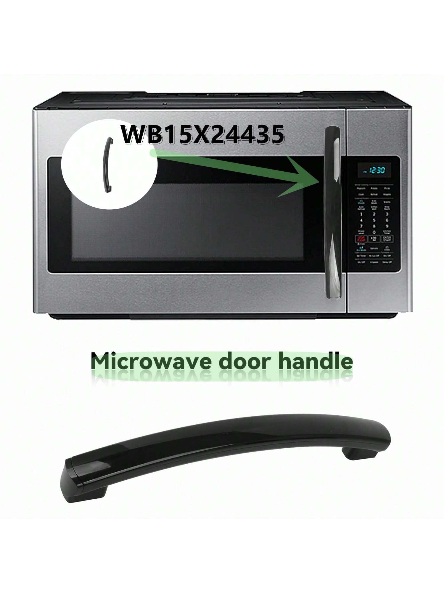 1pack  WB15X24435 Microwave Oven Door Handle Compatible with General Electric For (GE) Microwave-Black-1