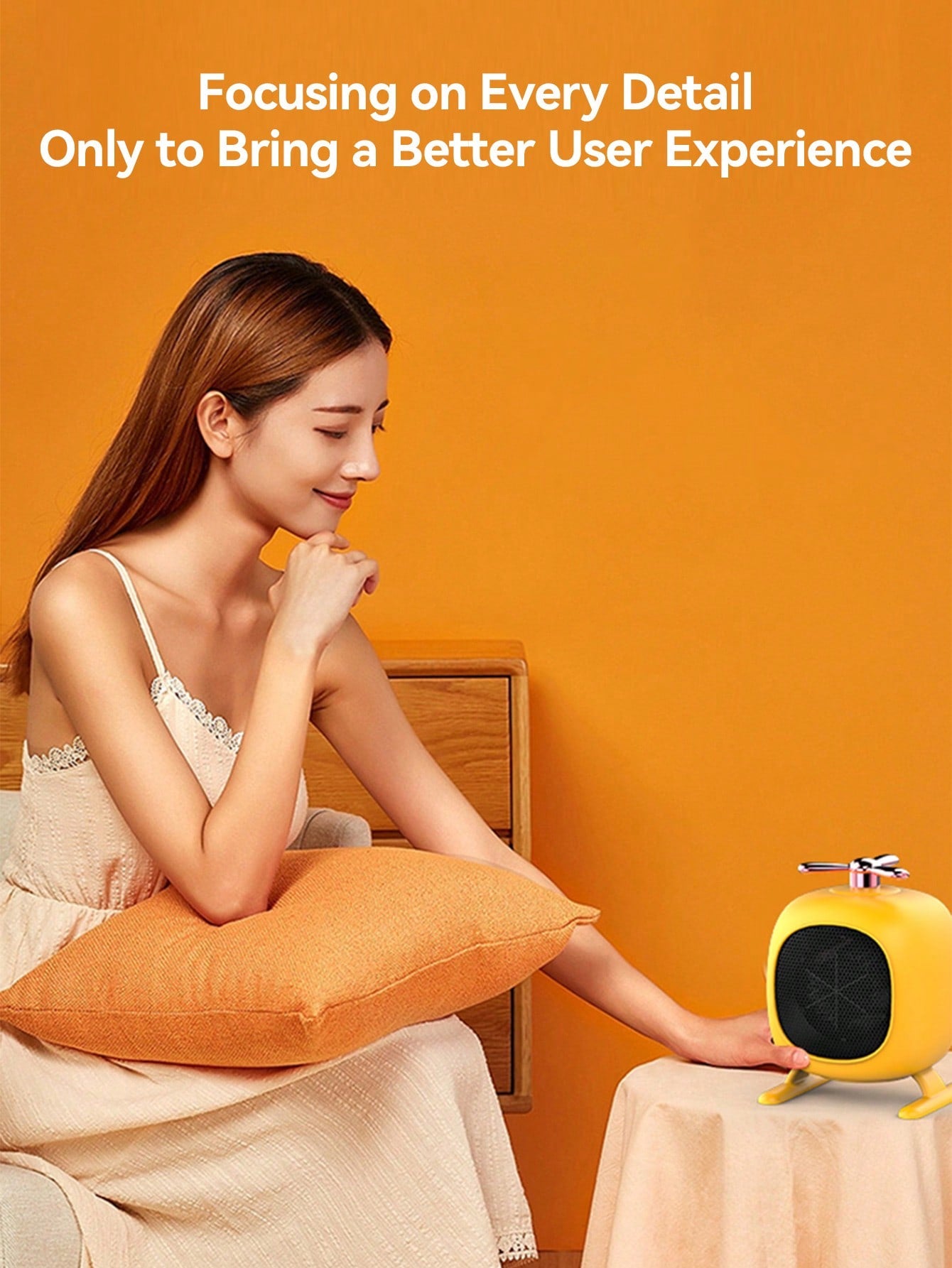 1pc European Standard Orange Desktop Electric Heater Small Home Heating Equipment-Orange Euro-3