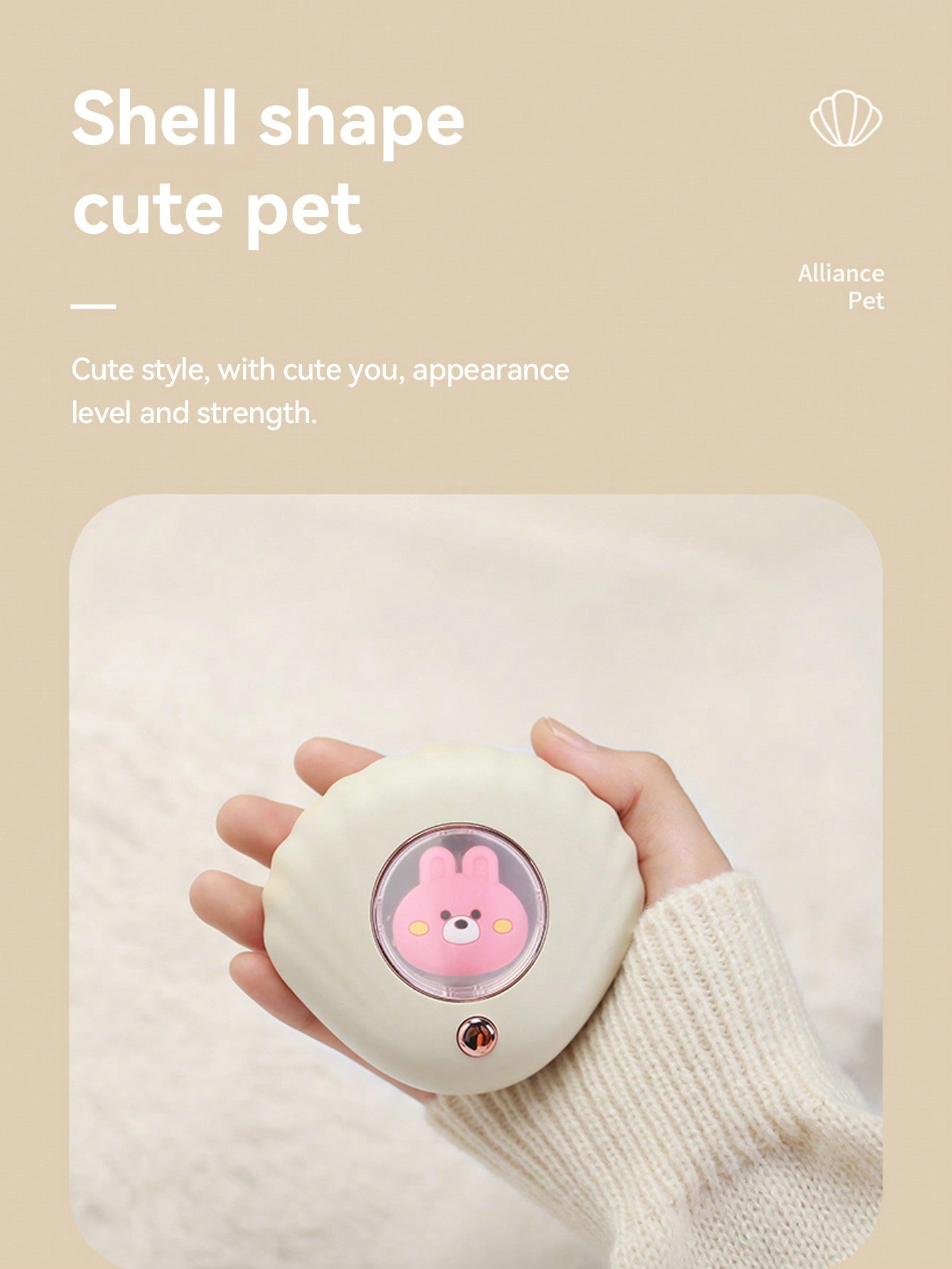 1pc Cat Paw Shaped Usb Rechargeable Hand Warmer, Portable, Mini And Simple Design-Beige-5