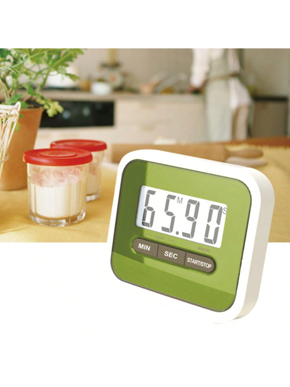 1pc Green Fashionable Electronic Countdown Timer 99 Minutes 59 Seconds/kitchen Timer/reminder/chronometer-Green-3
