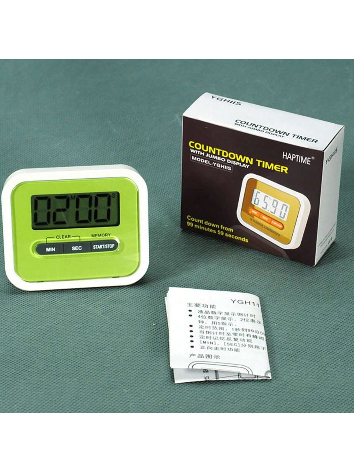 1pc Green Fashionable Electronic Countdown Timer 99 Minutes 59 Seconds/kitchen Timer/reminder/chronometer-Green-8